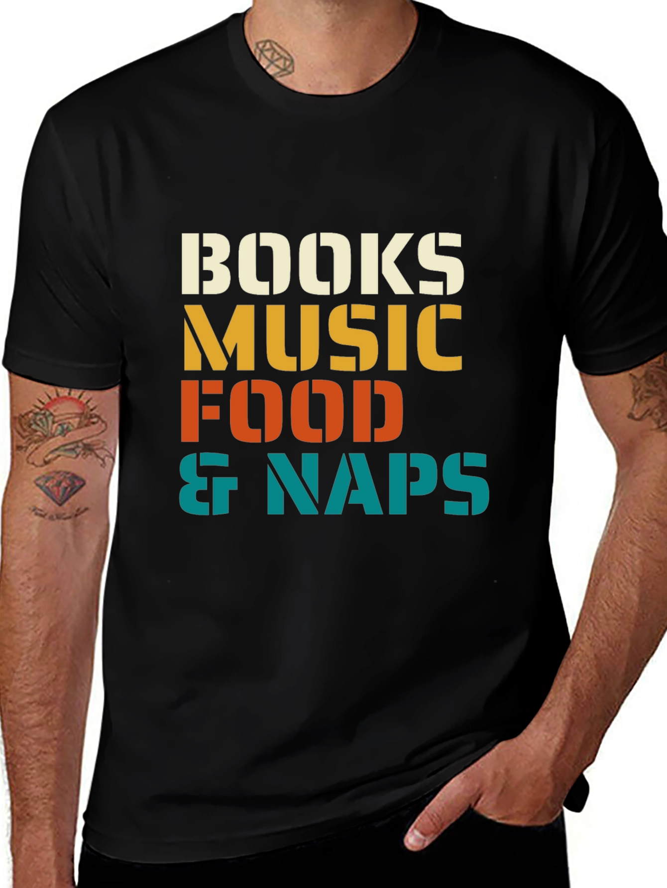 Books Music Food & Naps Graphic T-Shirt