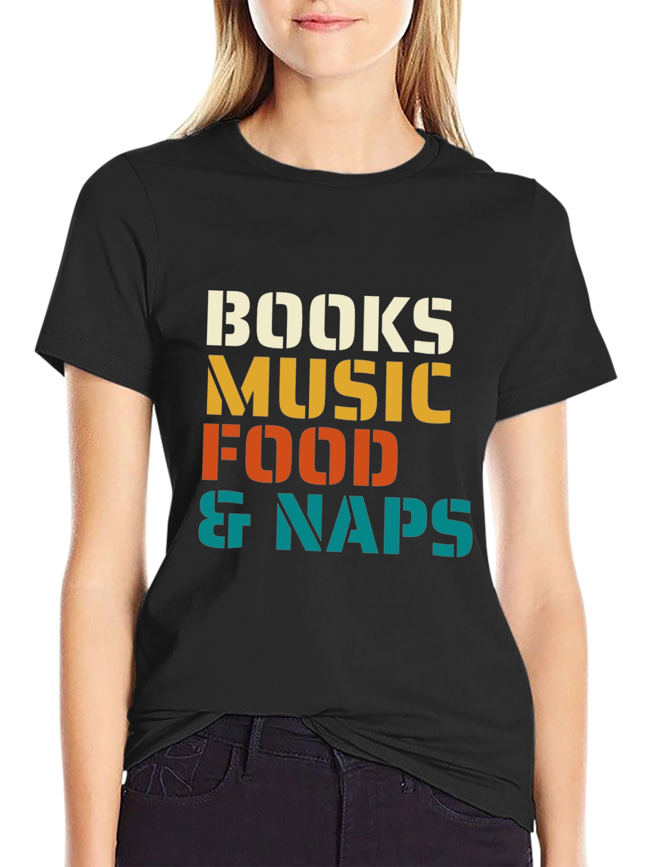 Books Music Food & Naps Graphic T-Shirt