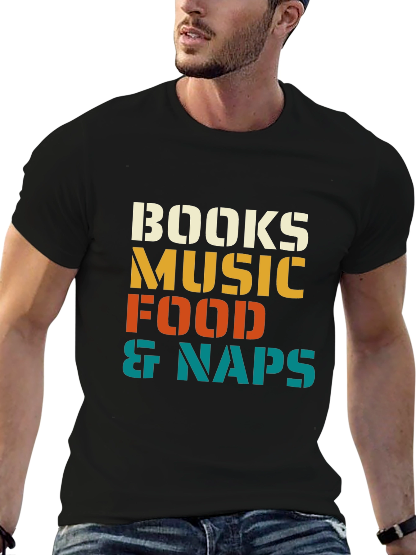 Books Music Food & Naps Graphic T-Shirt