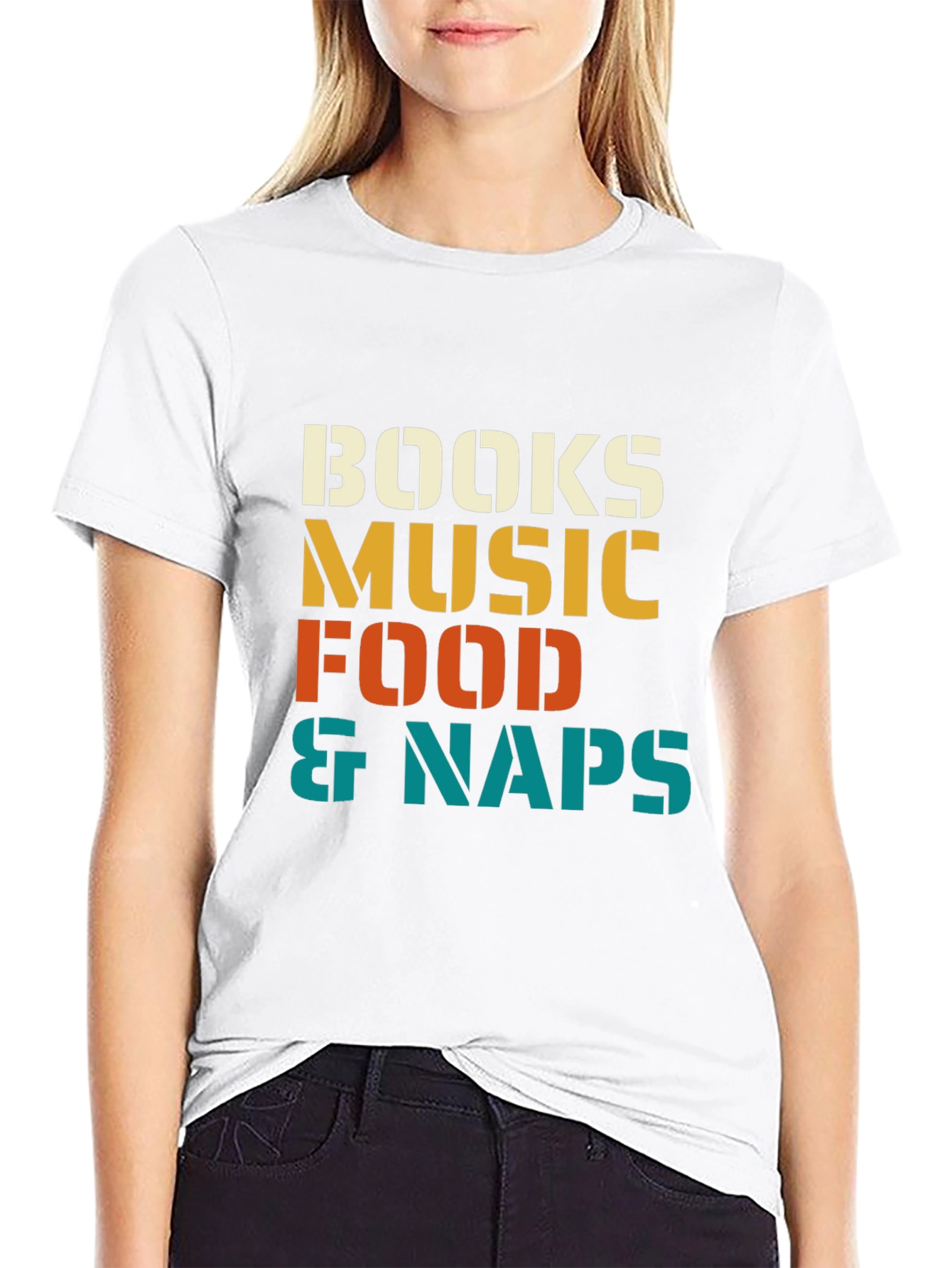 Books Music Food & Naps Graphic T-Shirt