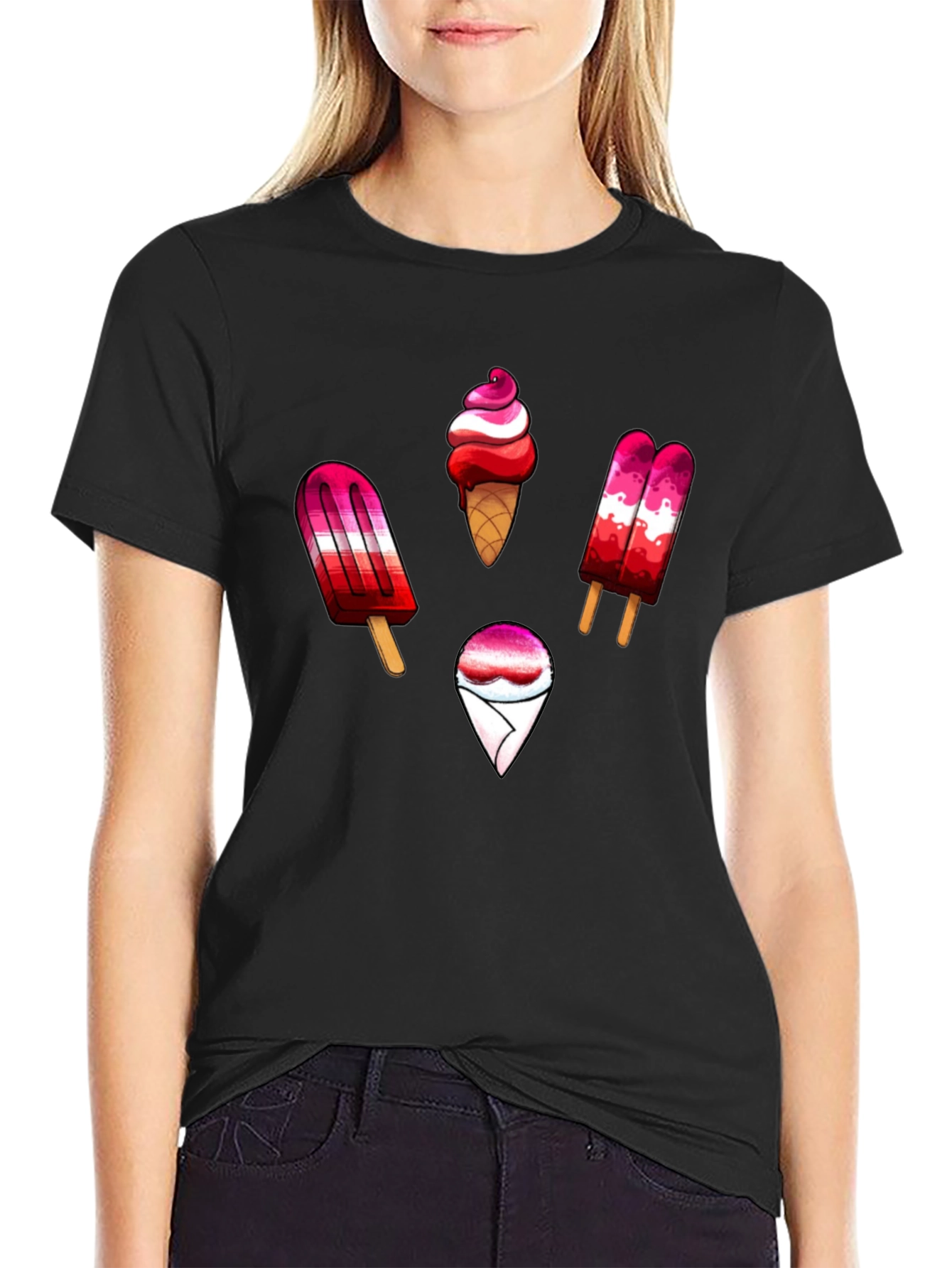 LGBT Lesbian Pride Ice Cream Novelty Graphic T-Shirt