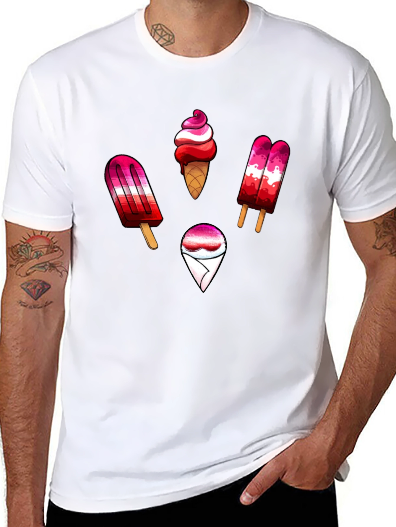 LGBT Lesbian Pride Ice Cream Novelty Graphic T-Shirt