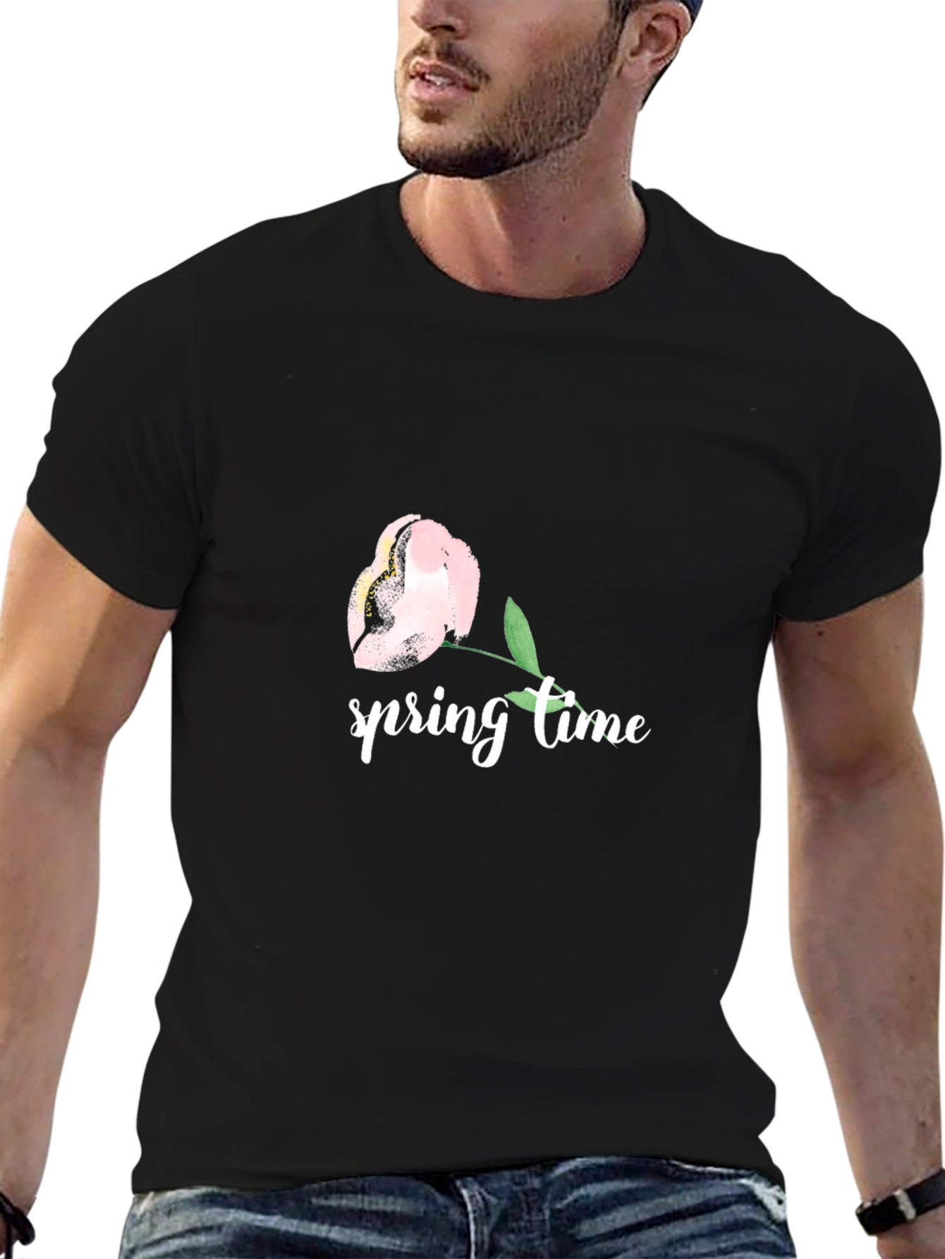 Spring Time Floral Graphic Tee - Black