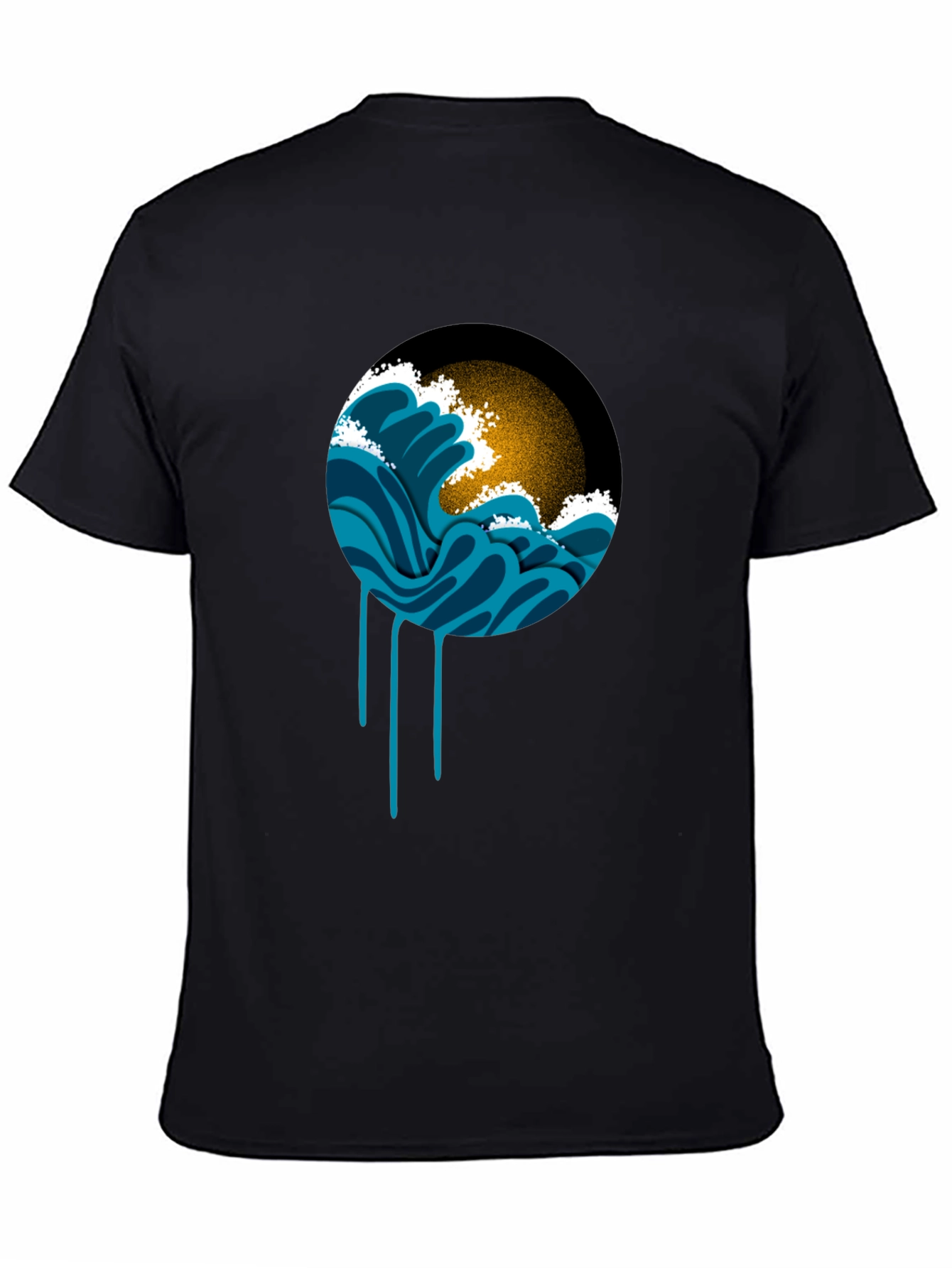 Ocean Wave Graphic Black T-Shirt