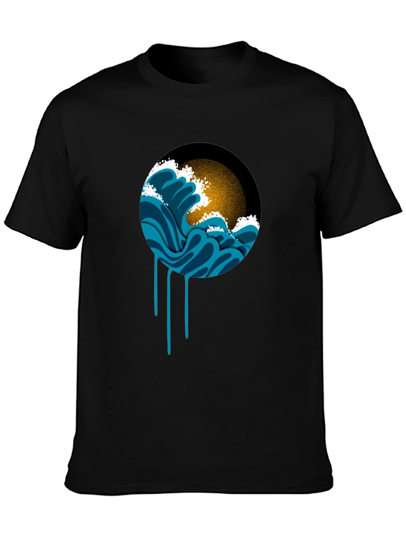 Ocean Wave Graphic Black T-Shirt