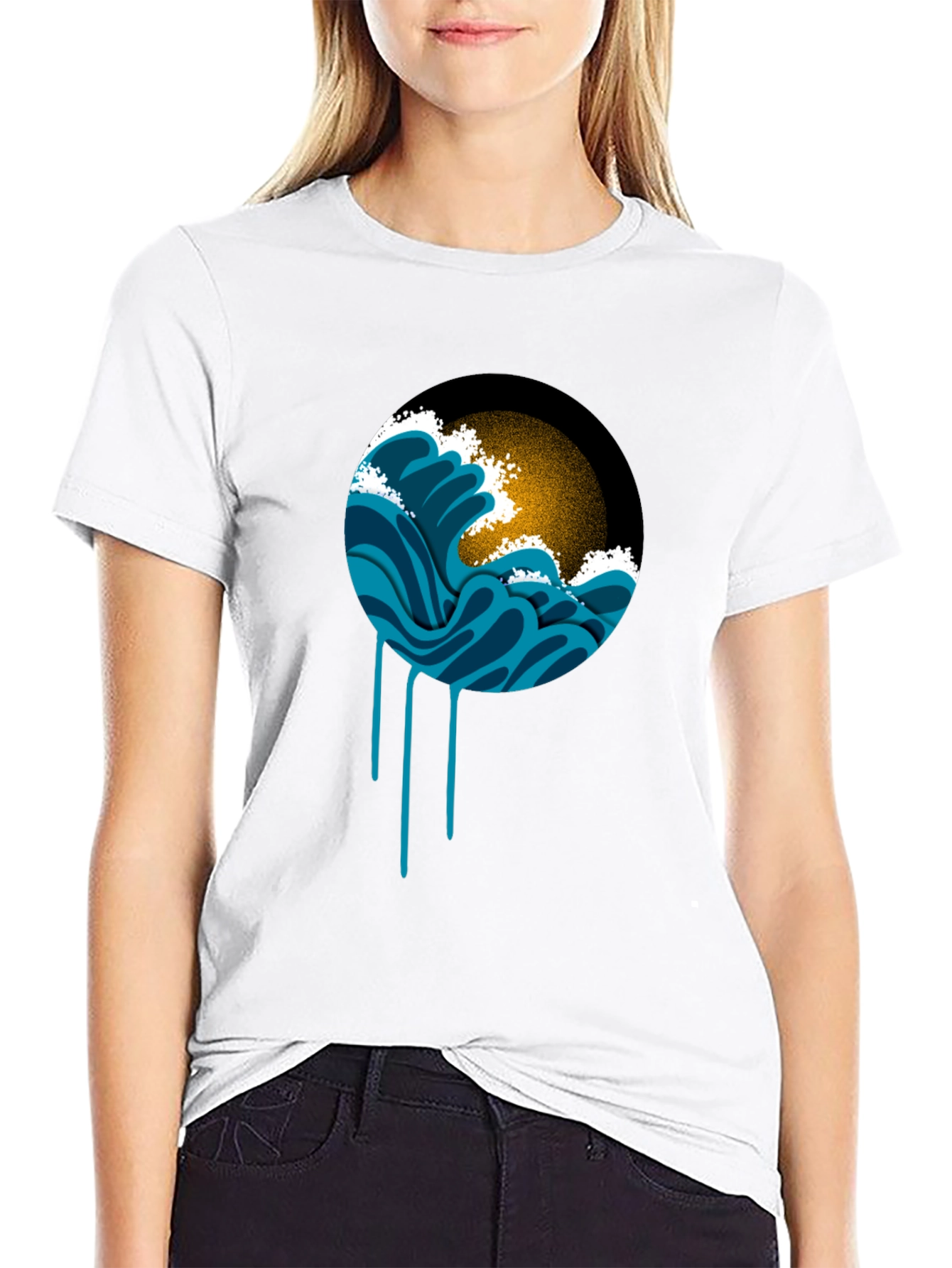 Ocean Wave Graphic Black T-Shirt