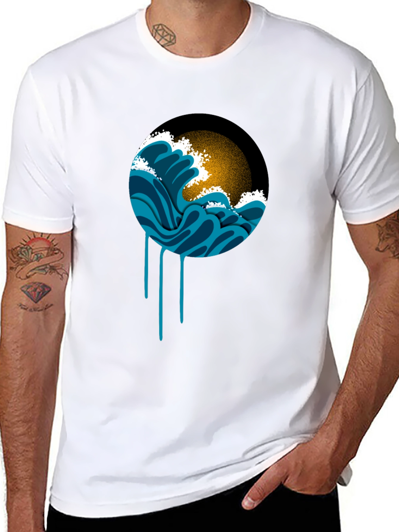 Ocean Wave Graphic Black T-Shirt