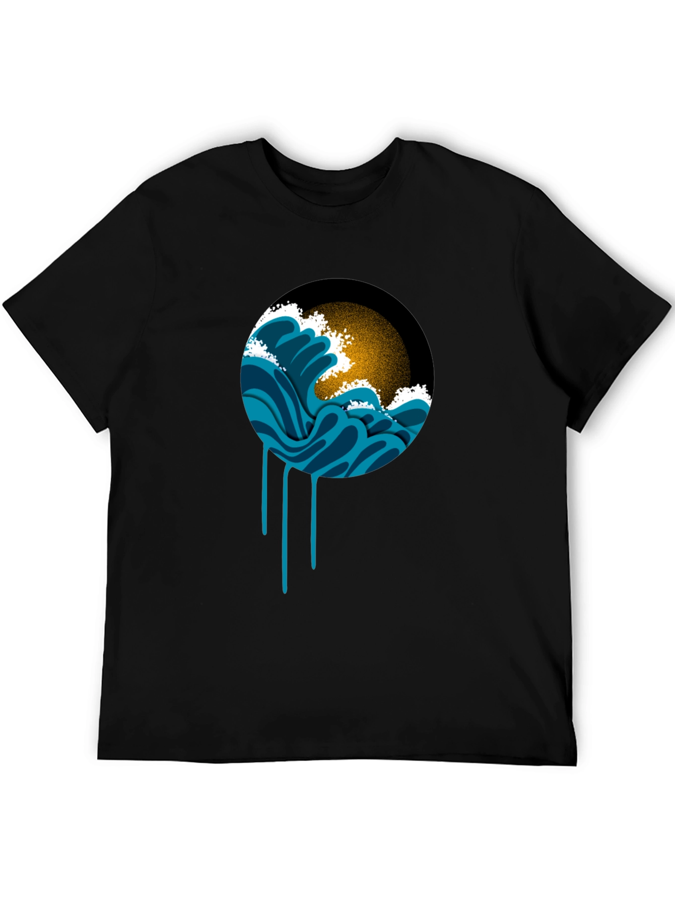 Ocean Wave Graphic Black T-Shirt