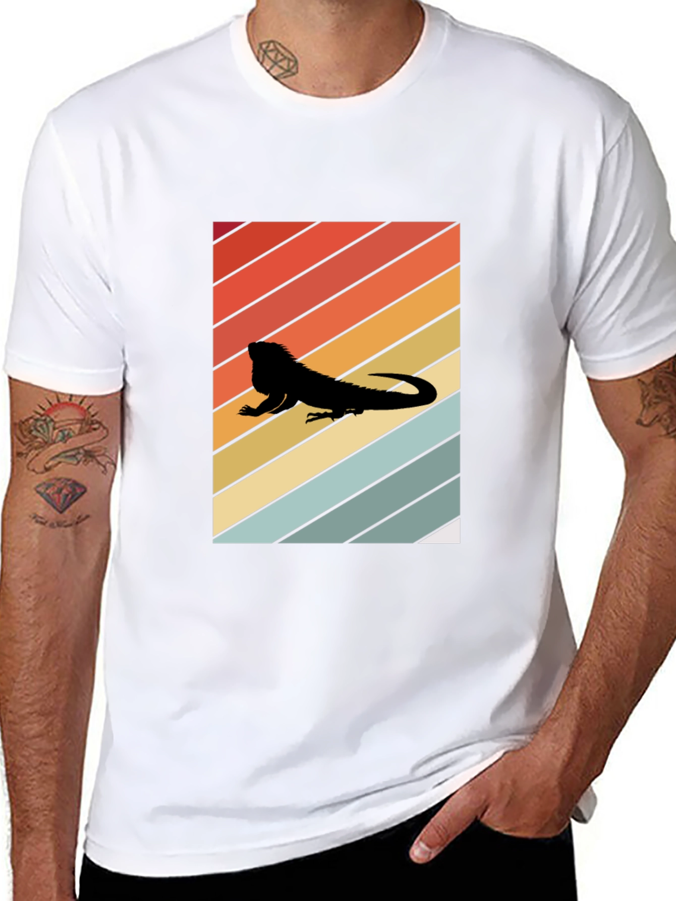 Retro Iguana Sunset Tee - Cool Reptile Lover Shirt
