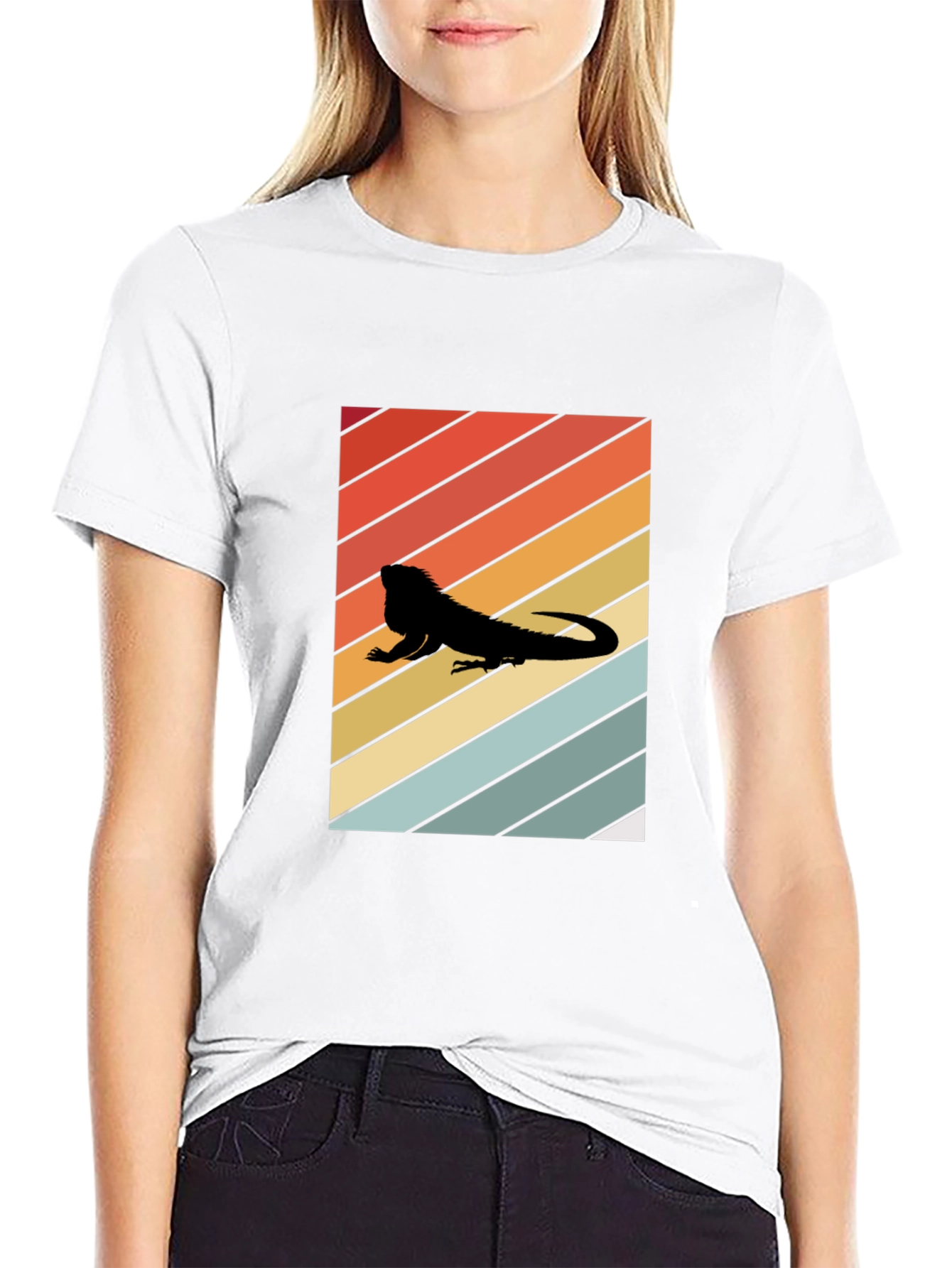 Retro Iguana Sunset Tee - Cool Reptile Lover Shirt