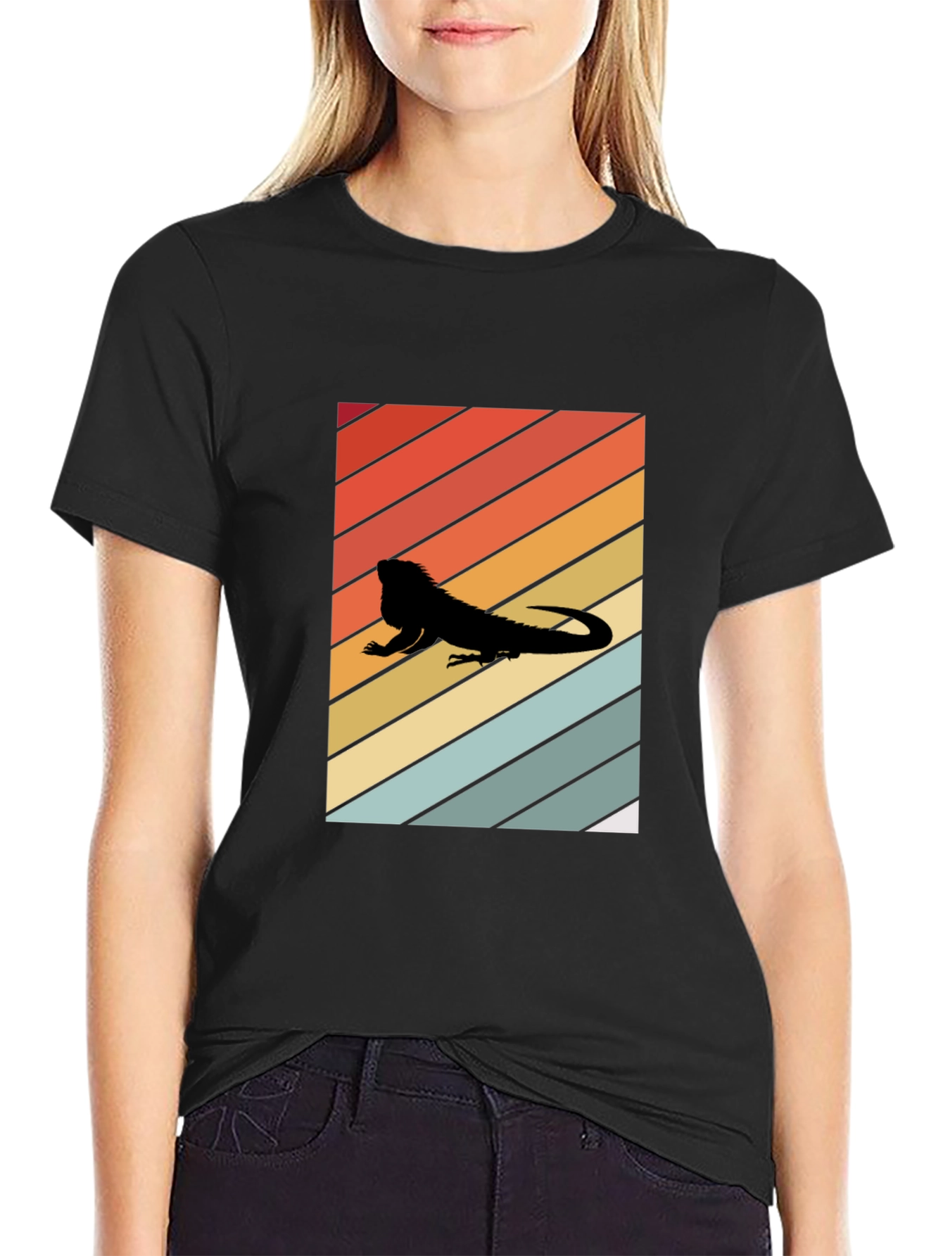 Retro Iguana Sunset Tee - Cool Reptile Lover Shirt