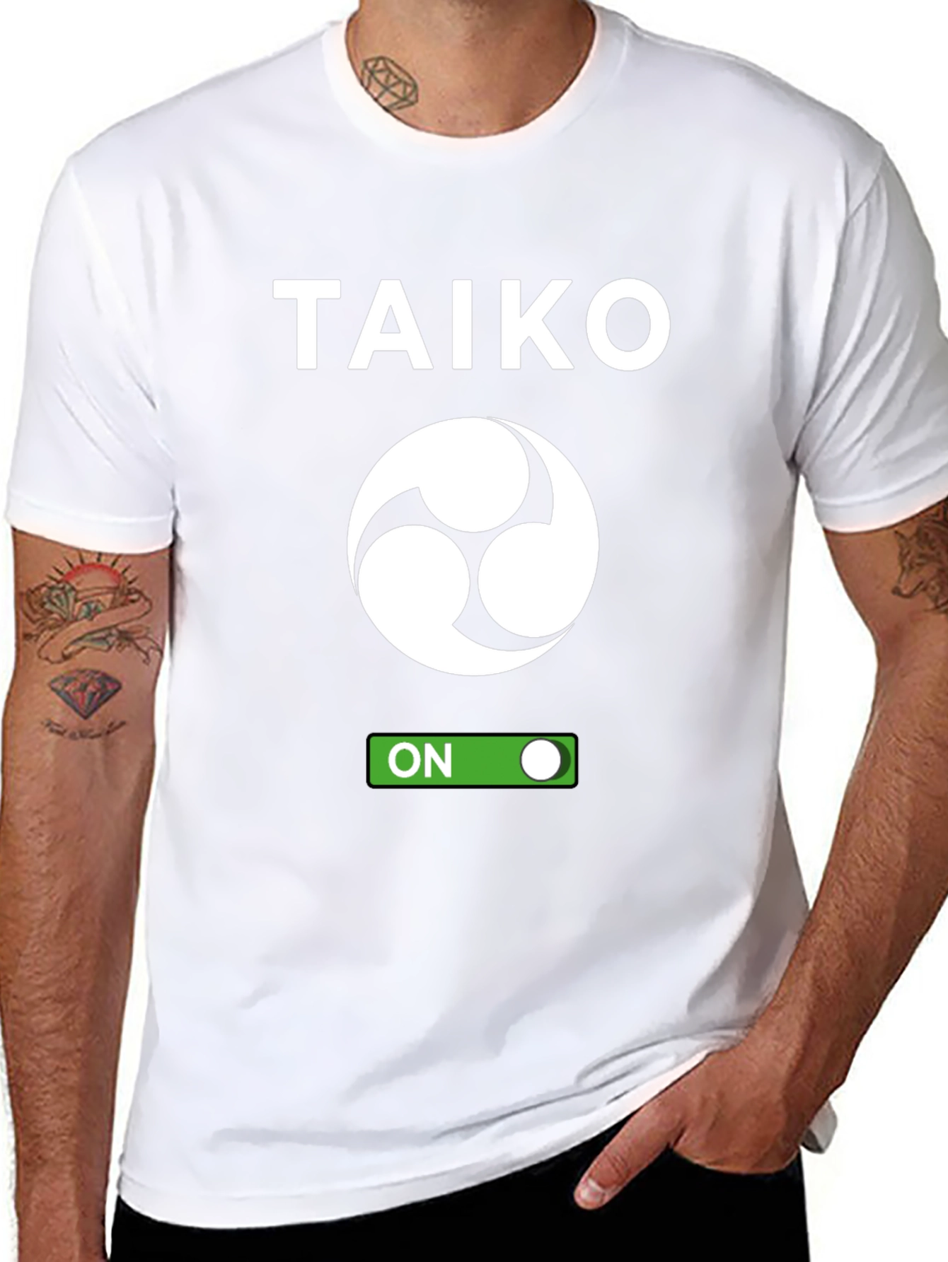 Taiko ON Black T-Shirt - Japanese Drumming Inspired Design
