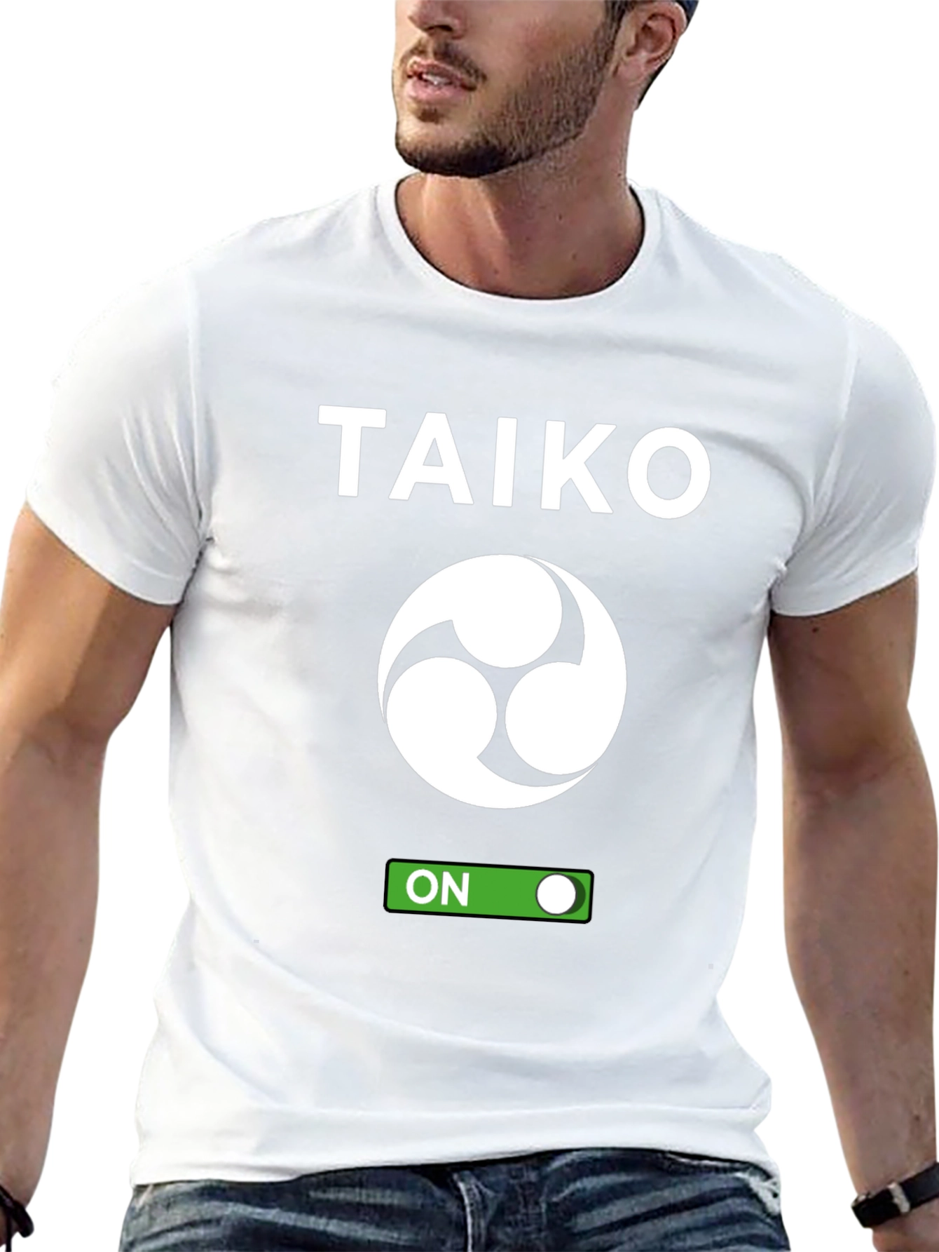 Taiko ON Black T-Shirt - Japanese Drumming Inspired Design