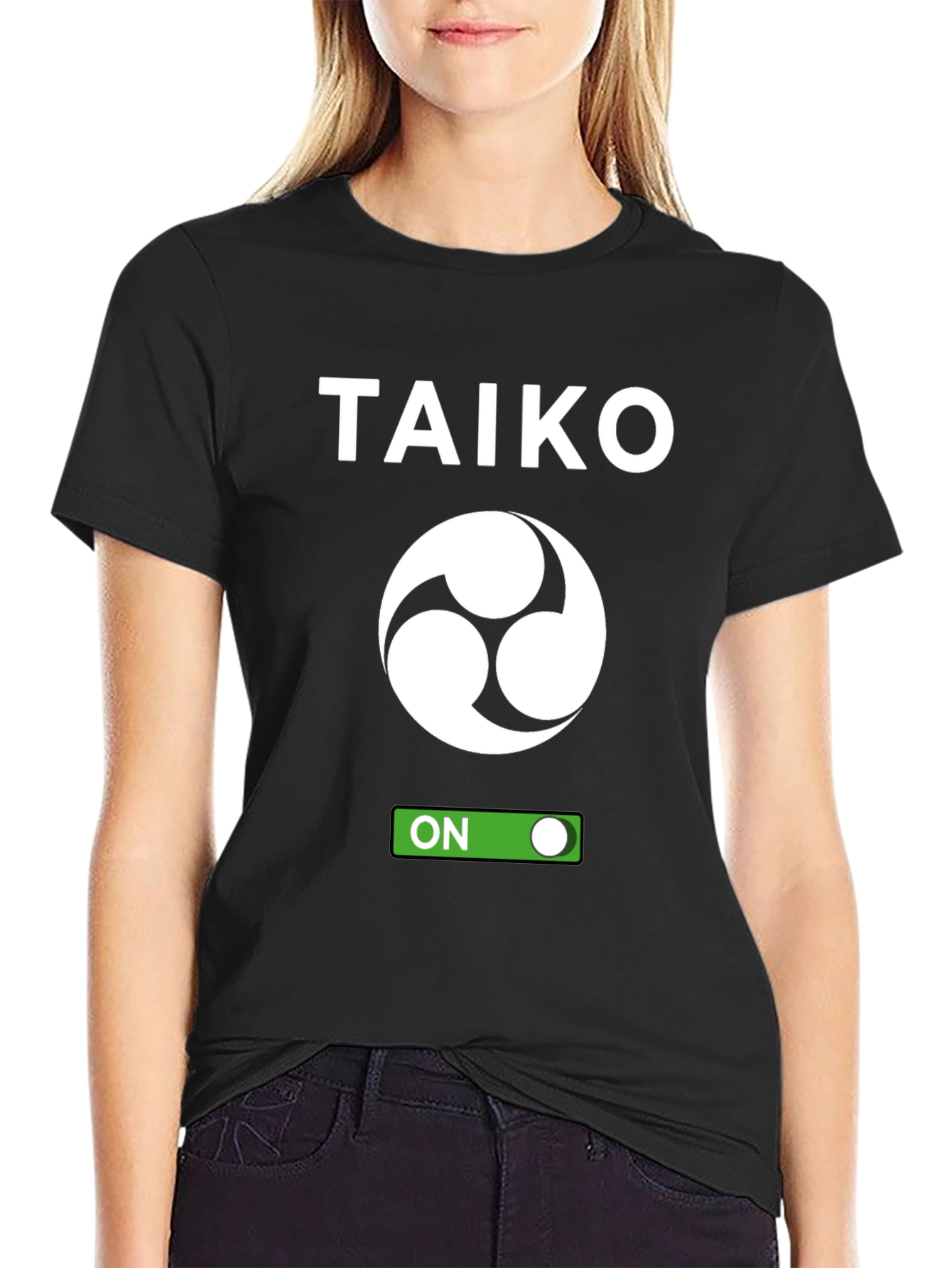 Taiko ON Black T-Shirt - Japanese Drumming Inspired Design