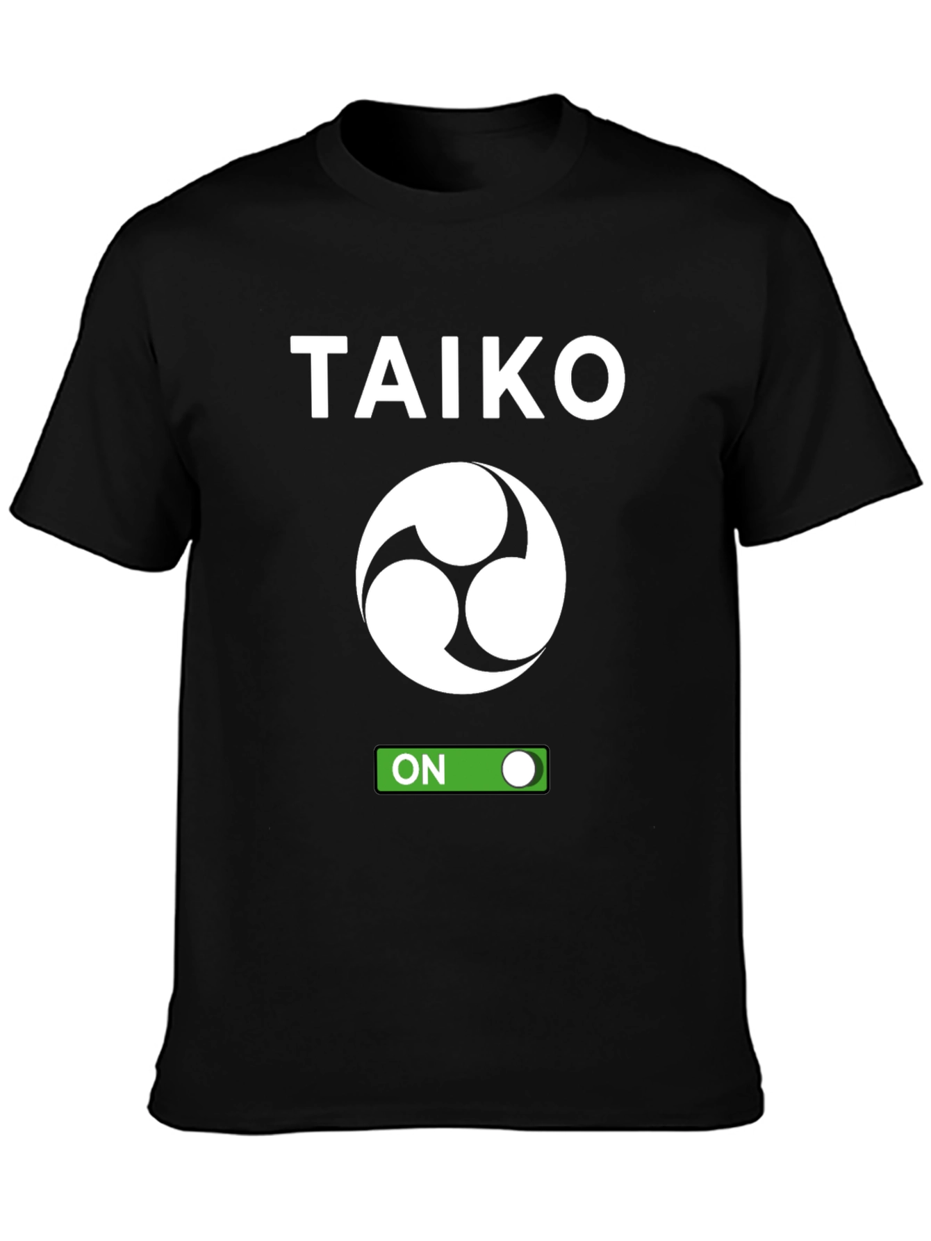 Taiko ON Black T-Shirt - Japanese Drumming Inspired Design