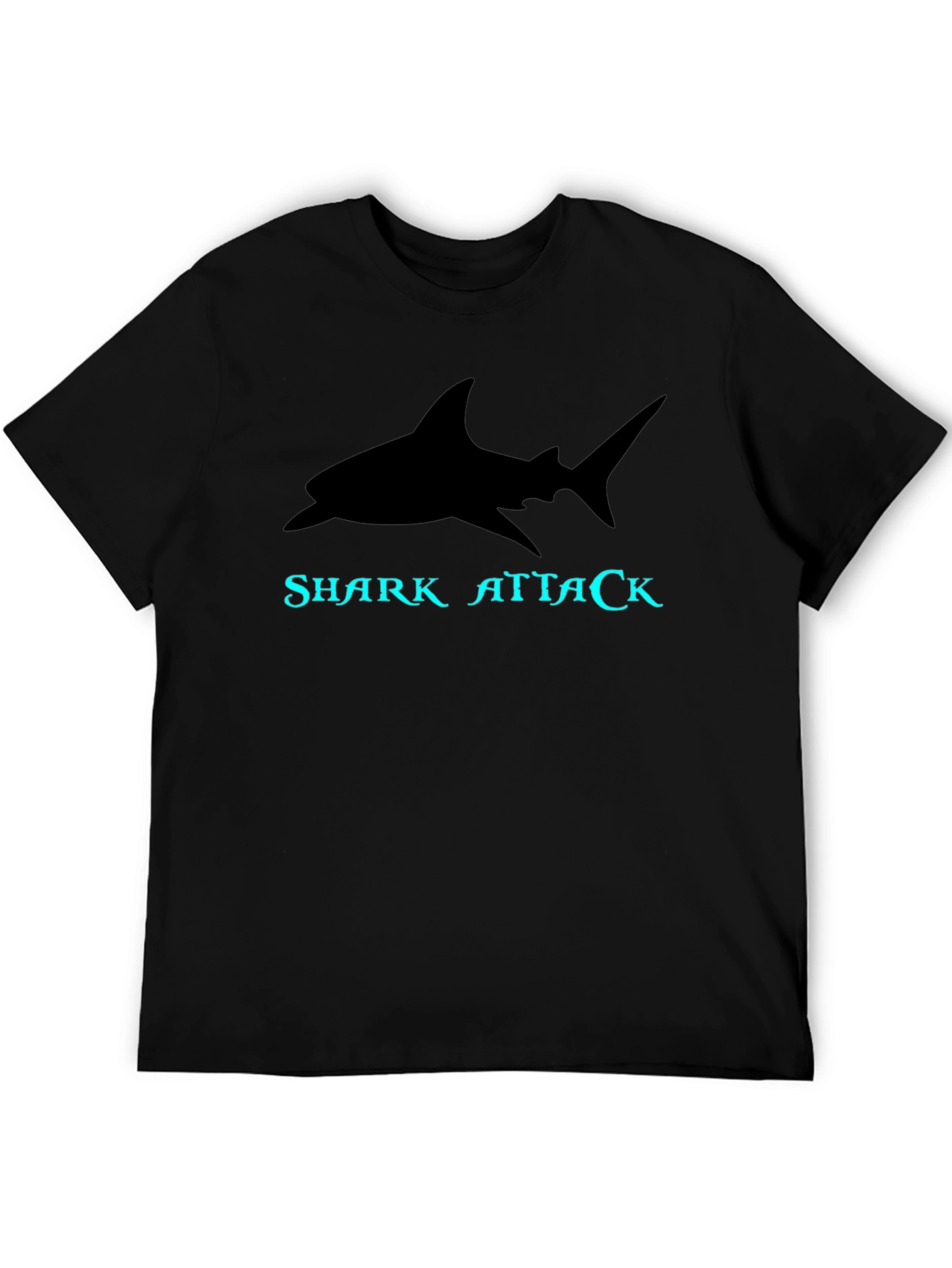 Shark Attack Graphic Tee - Black Cotton T-Shirt