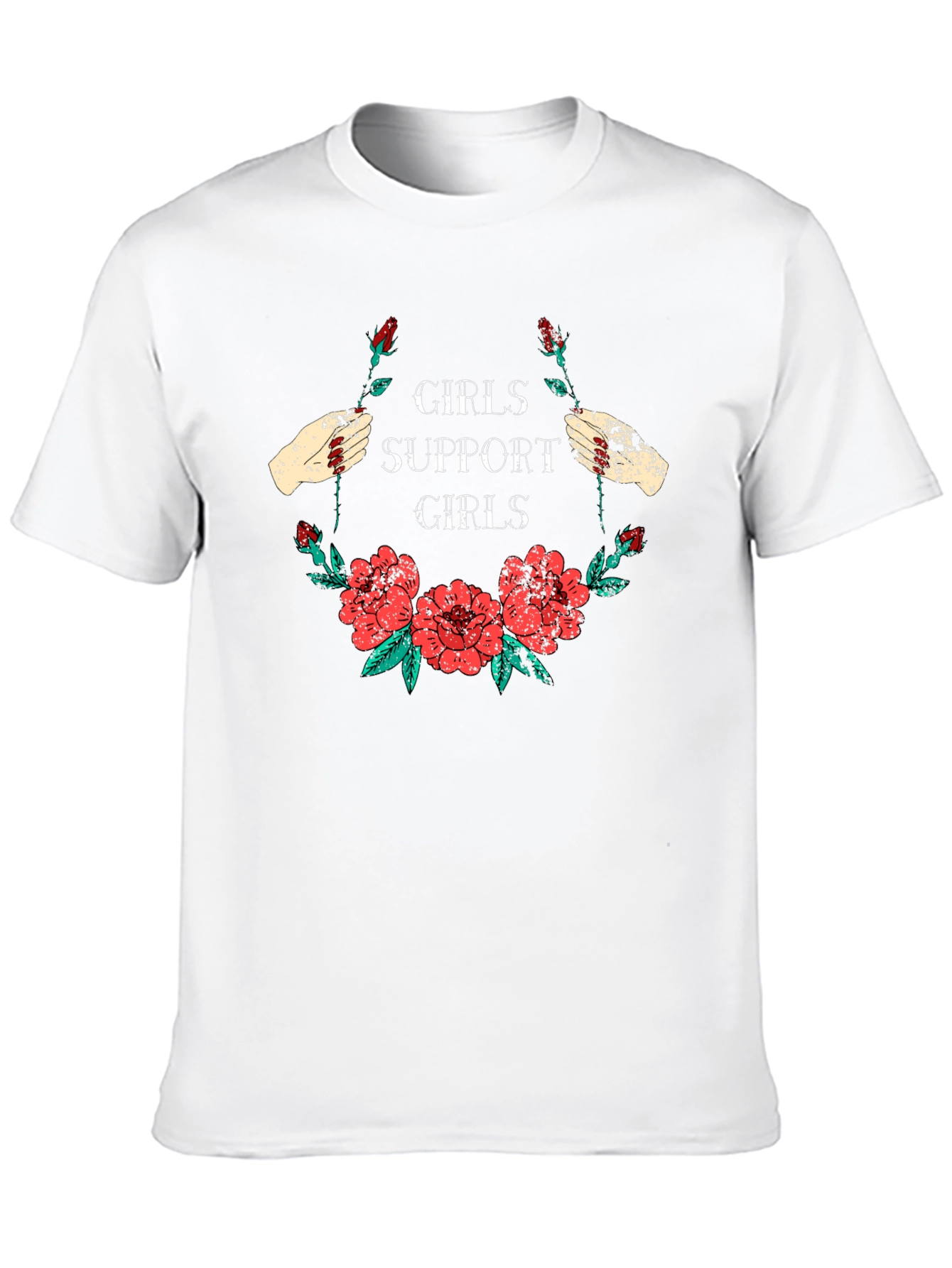 Girls Support Girls Graphic T-Shirt Floral Design