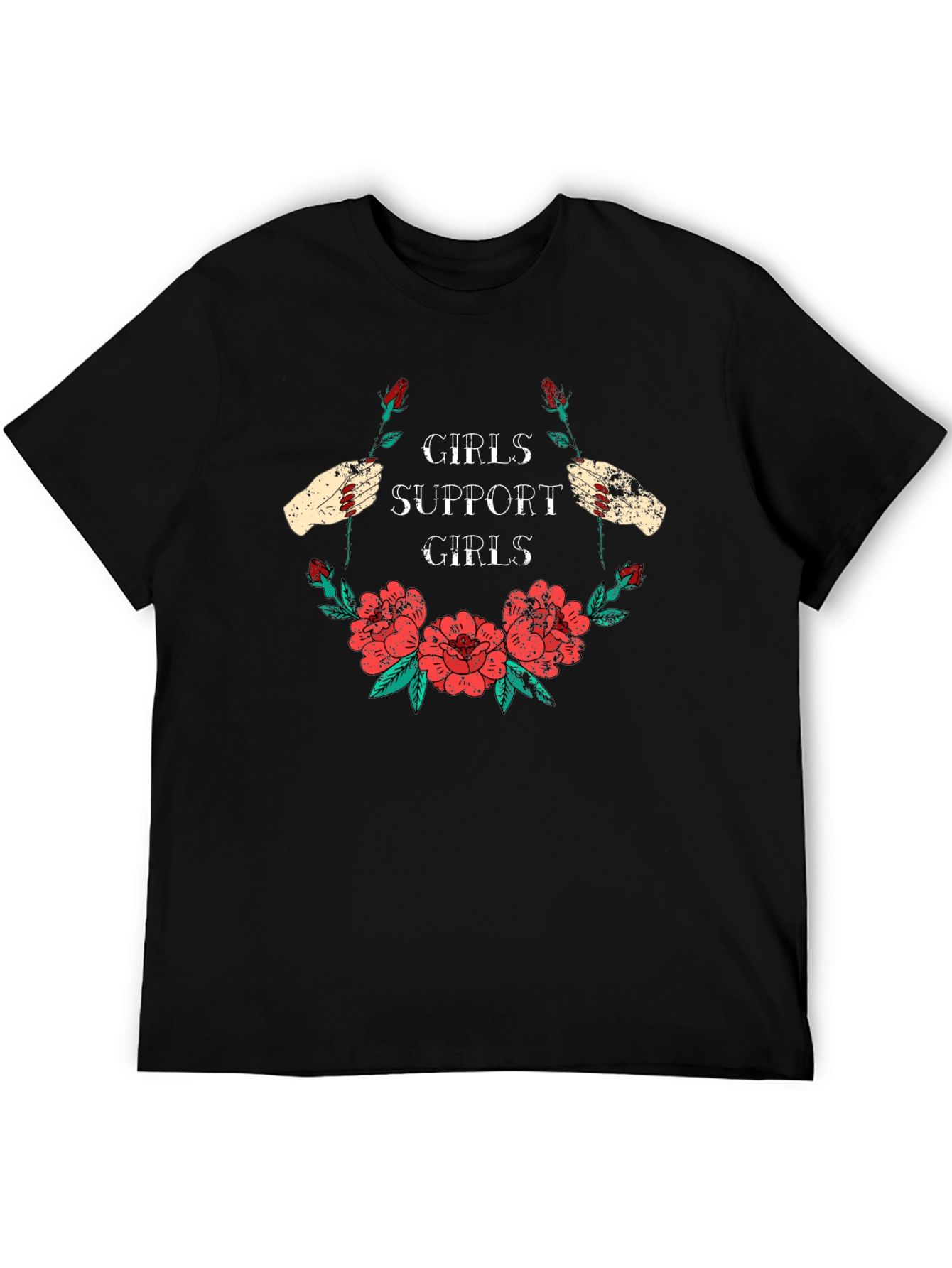 Girls Support Girls Graphic T-Shirt Floral Design