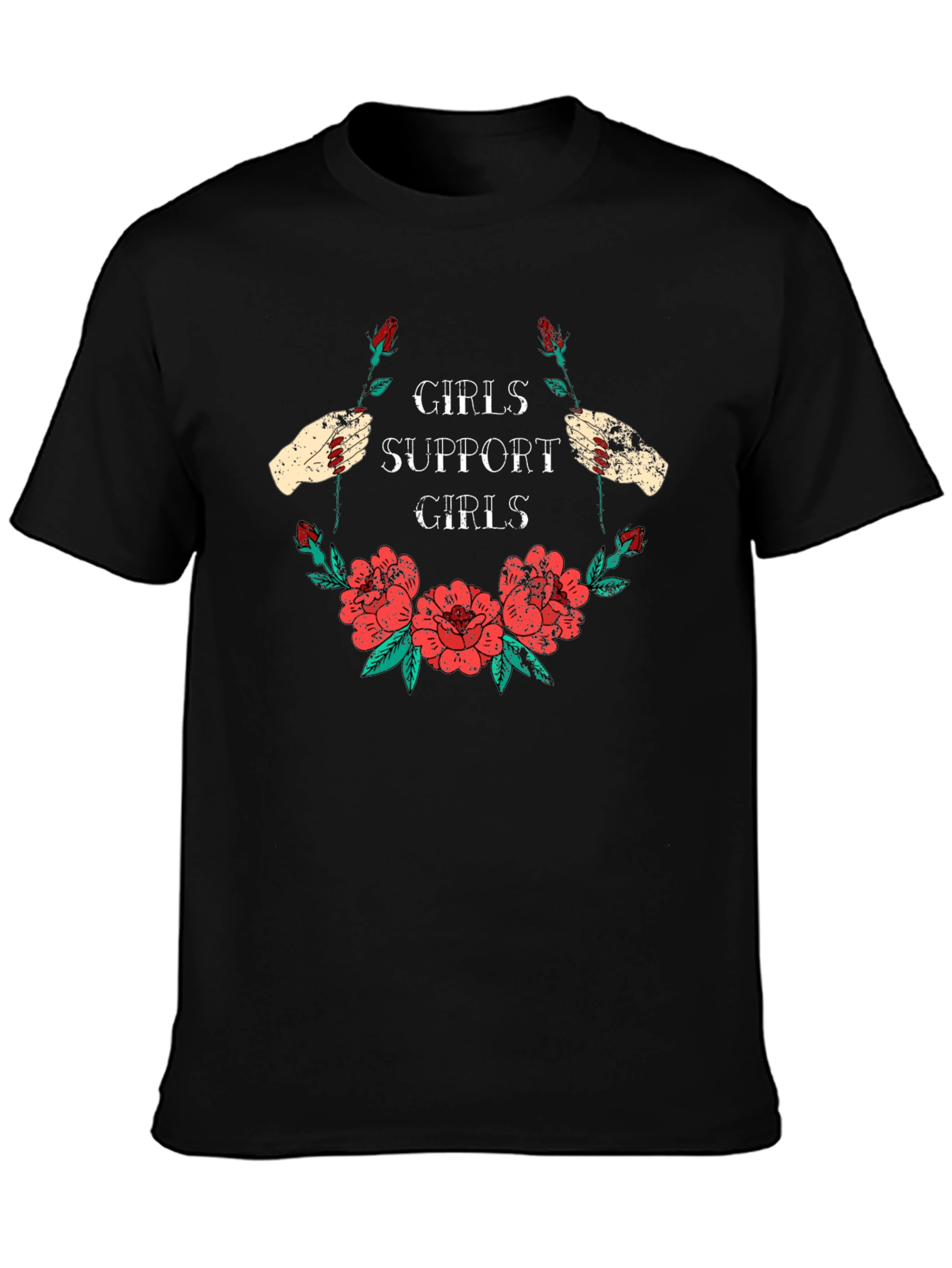 Girls Support Girls Graphic T-Shirt Floral Design