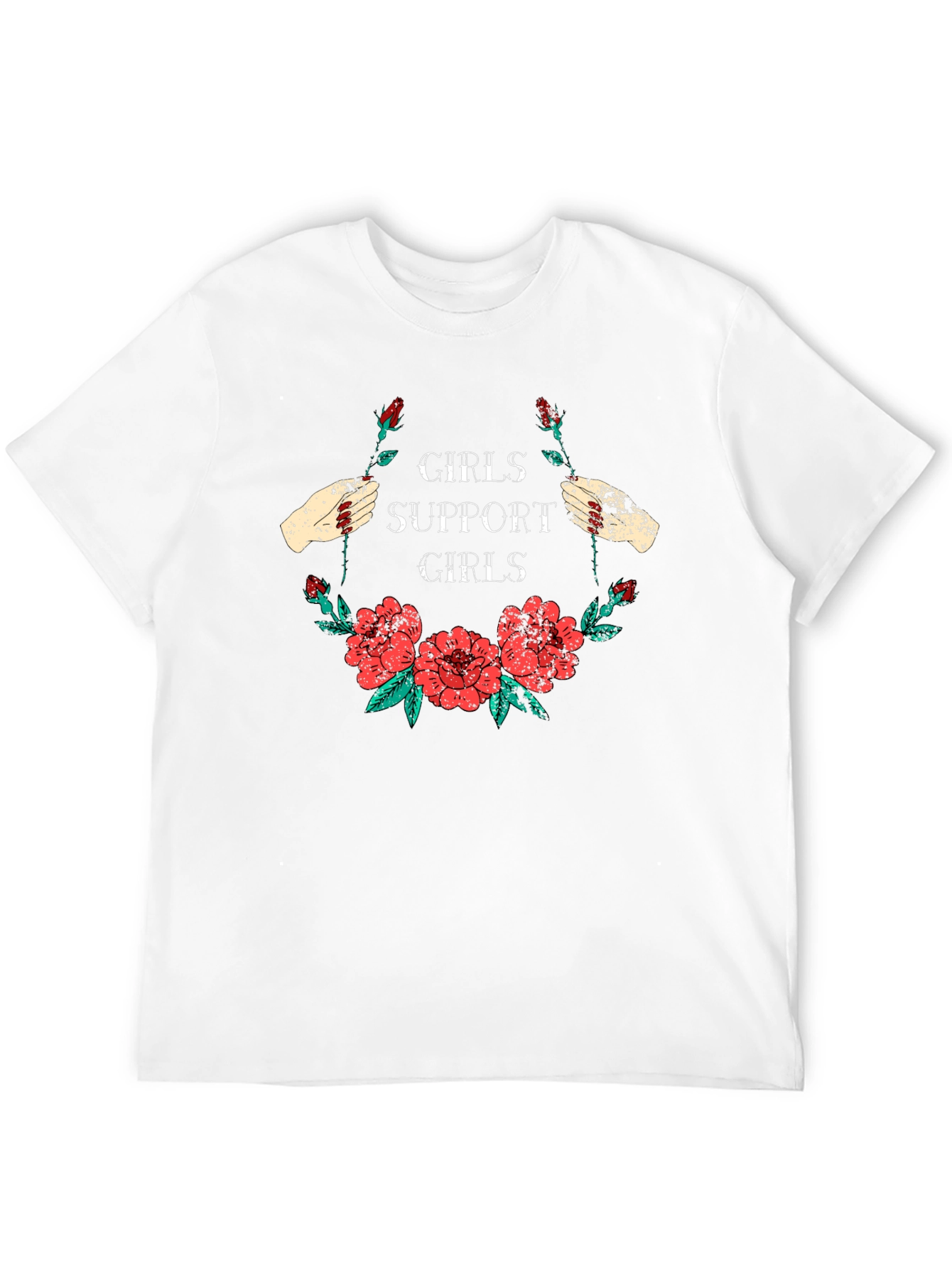 Girls Support Girls Graphic T-Shirt Floral Design