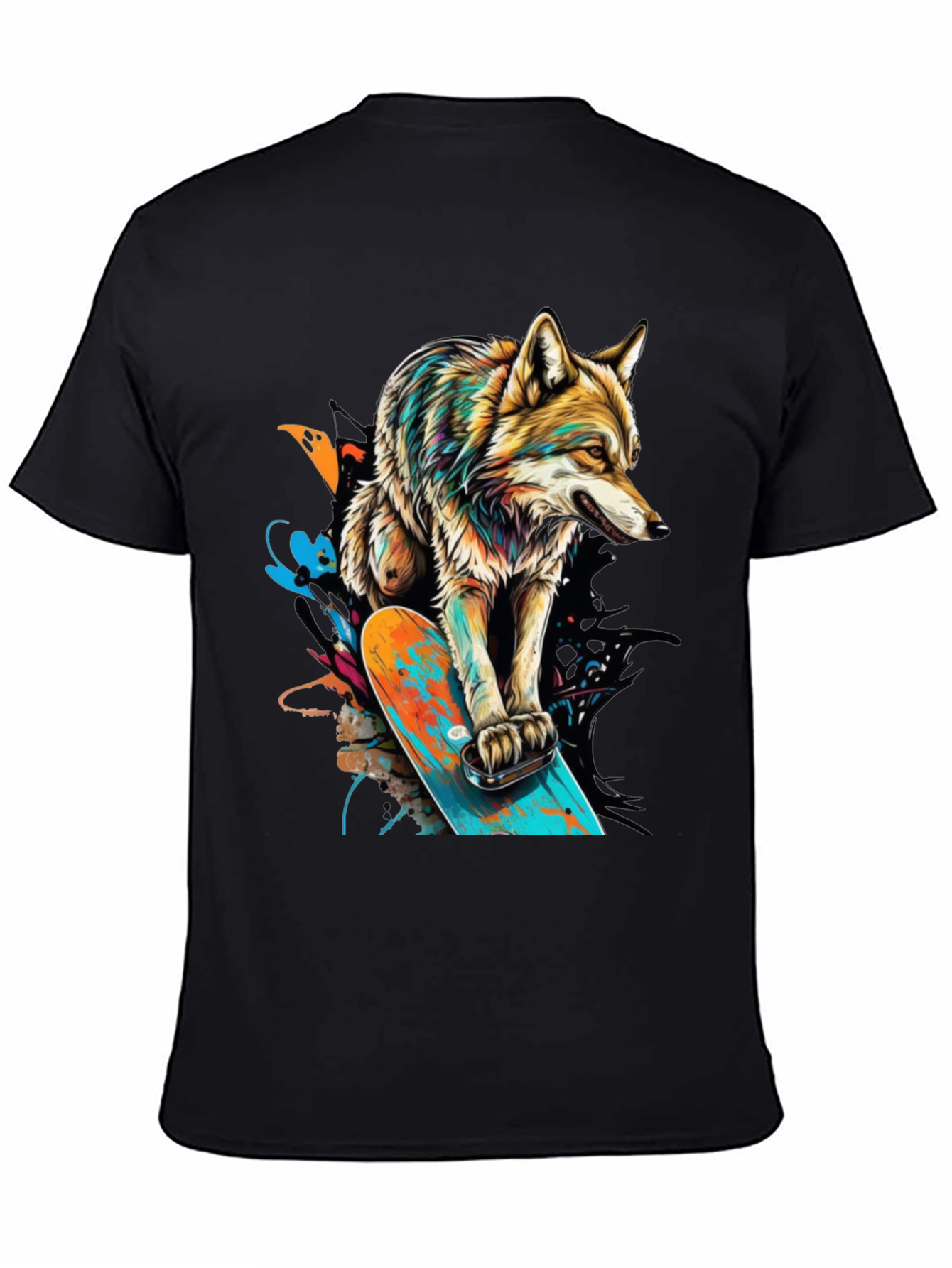 Wolf on Skateboard Graphic T-Shirt