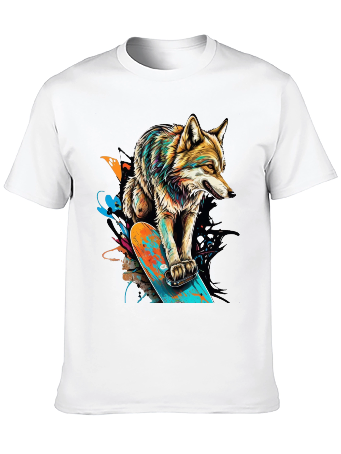 Wolf on Skateboard Graphic T-Shirt