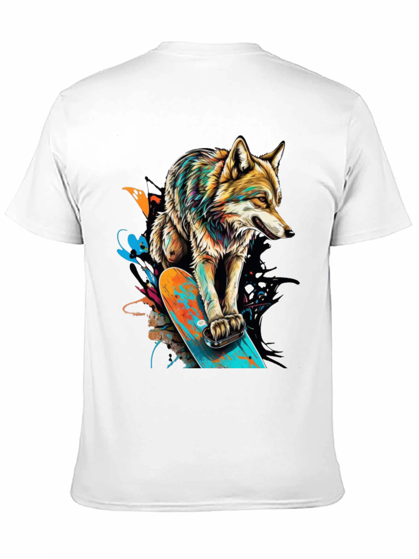 Wolf on Skateboard Graphic T-Shirt