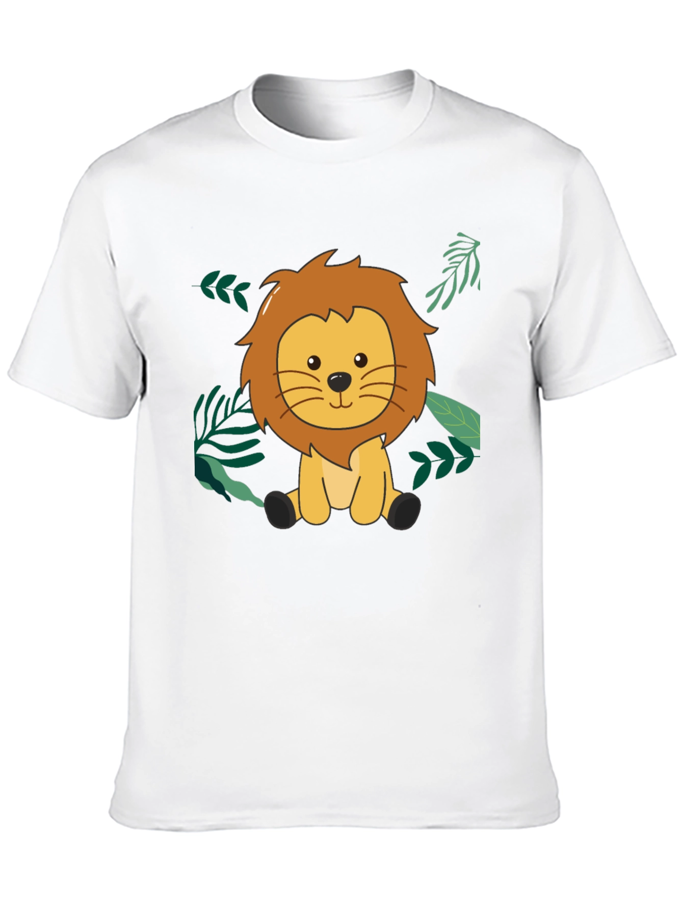 Cute Lion Graphic Black T-Shirt