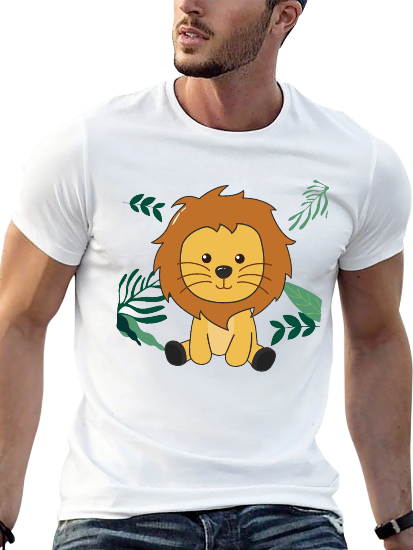 Cute Lion Graphic Black T-Shirt