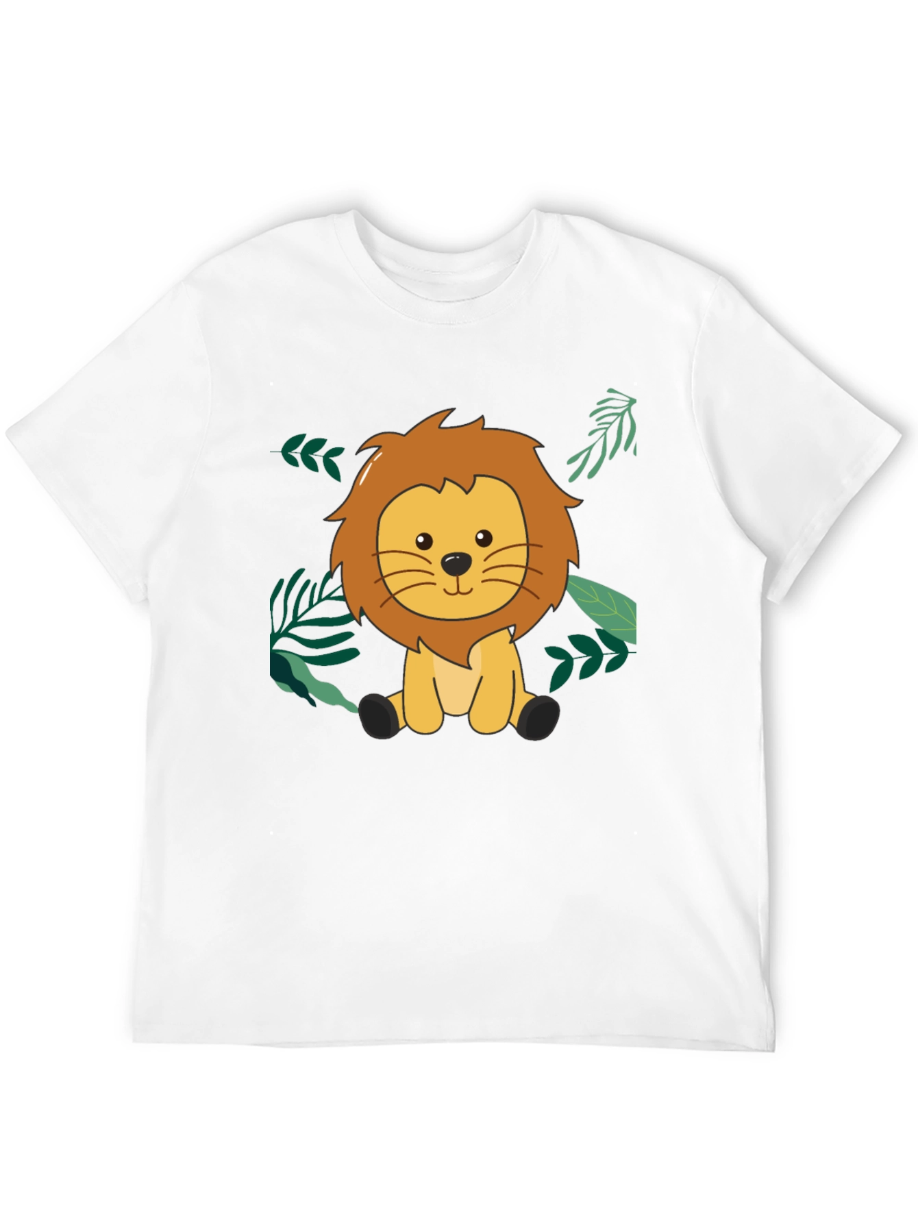 Cute Lion Graphic Black T-Shirt