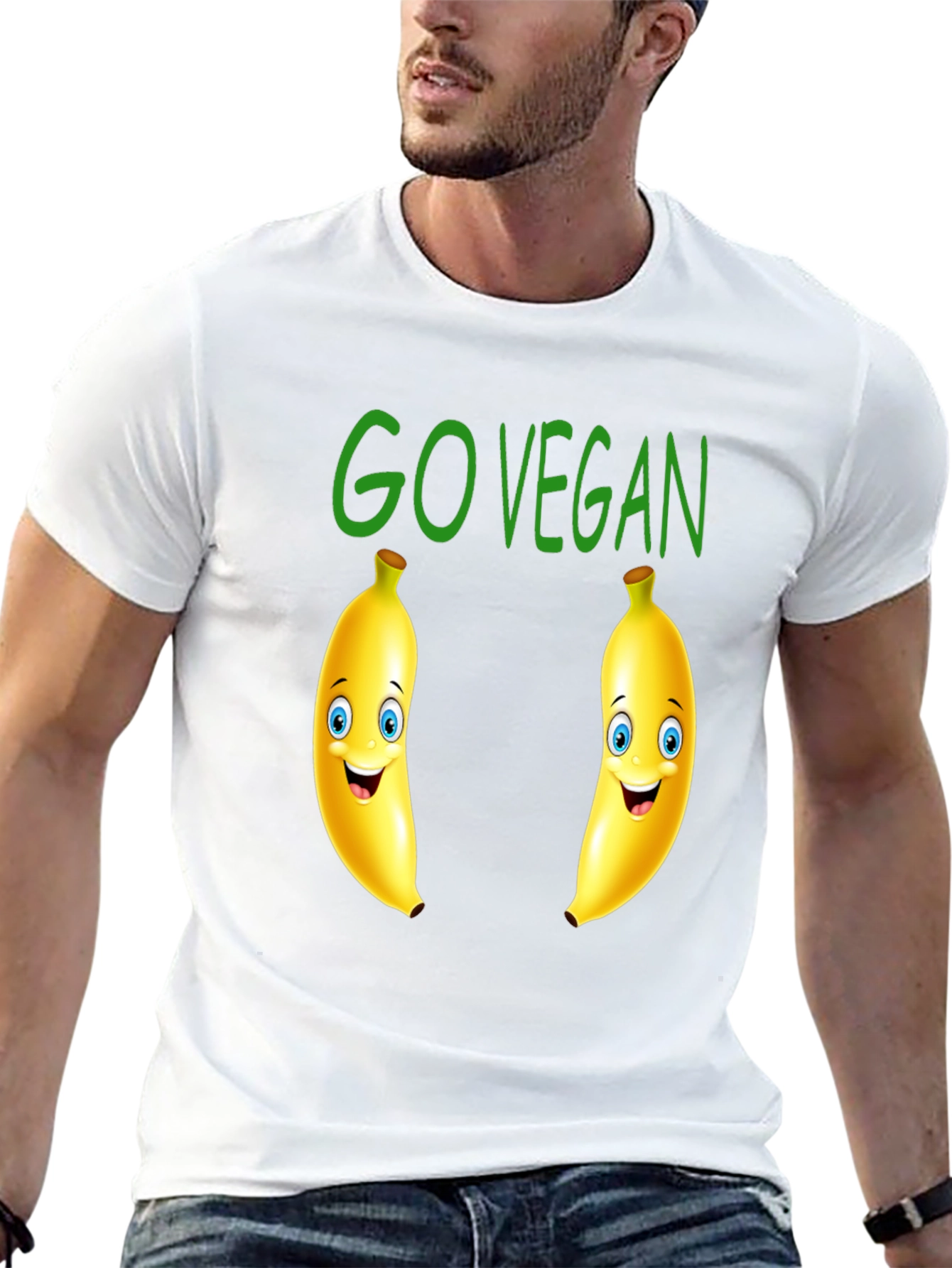 Go Vegan Banana Cartoon Graphic Tee
