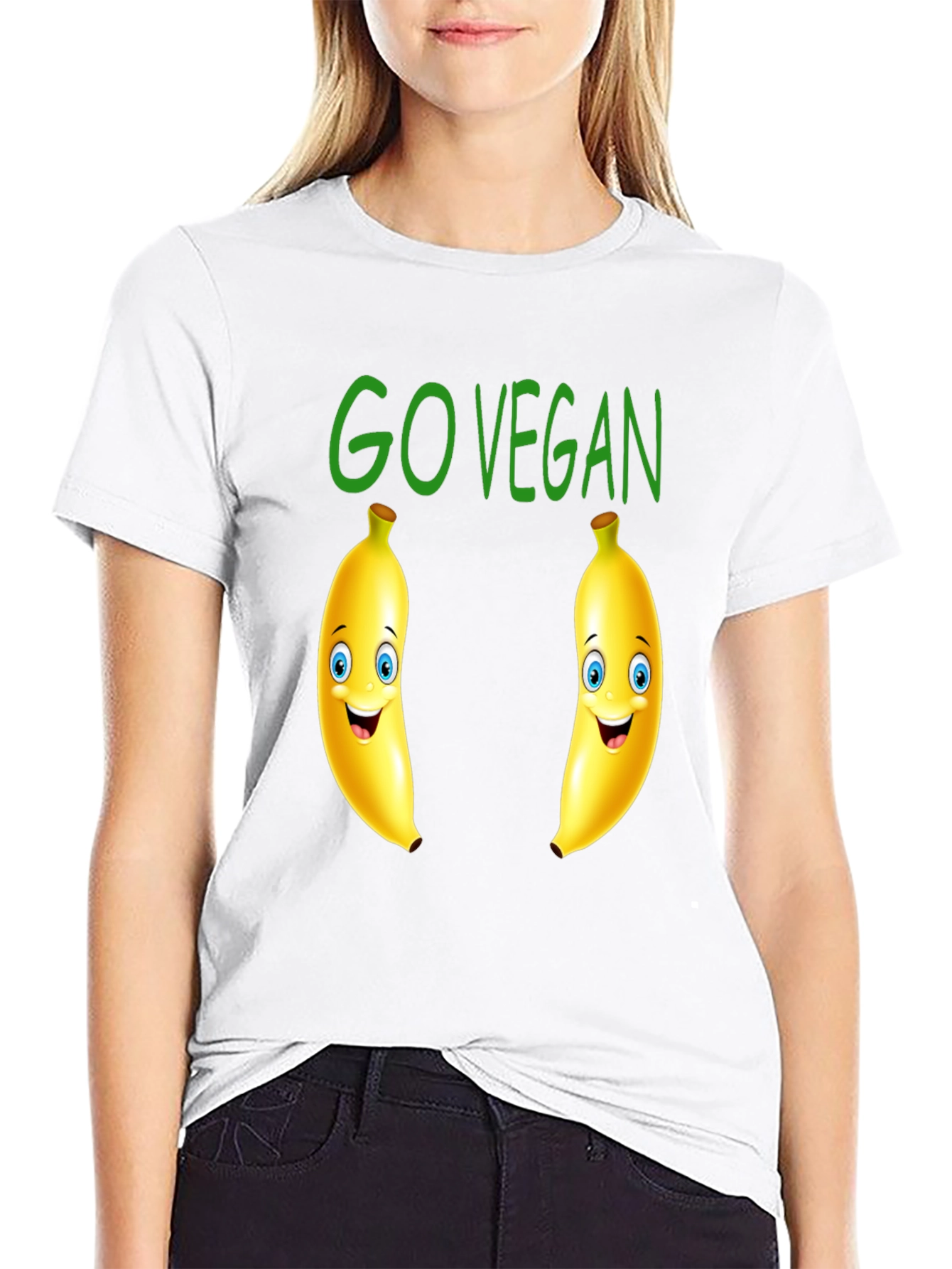 Go Vegan Banana Cartoon Graphic Tee