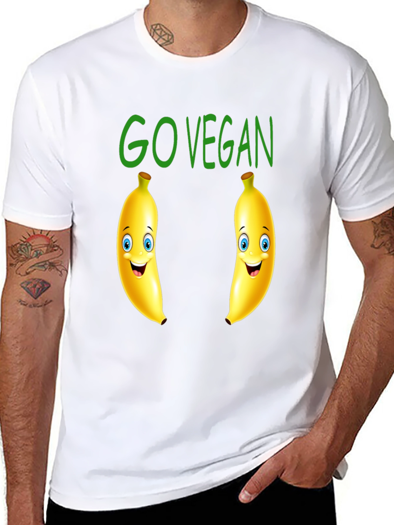 Go Vegan Banana Cartoon Graphic Tee