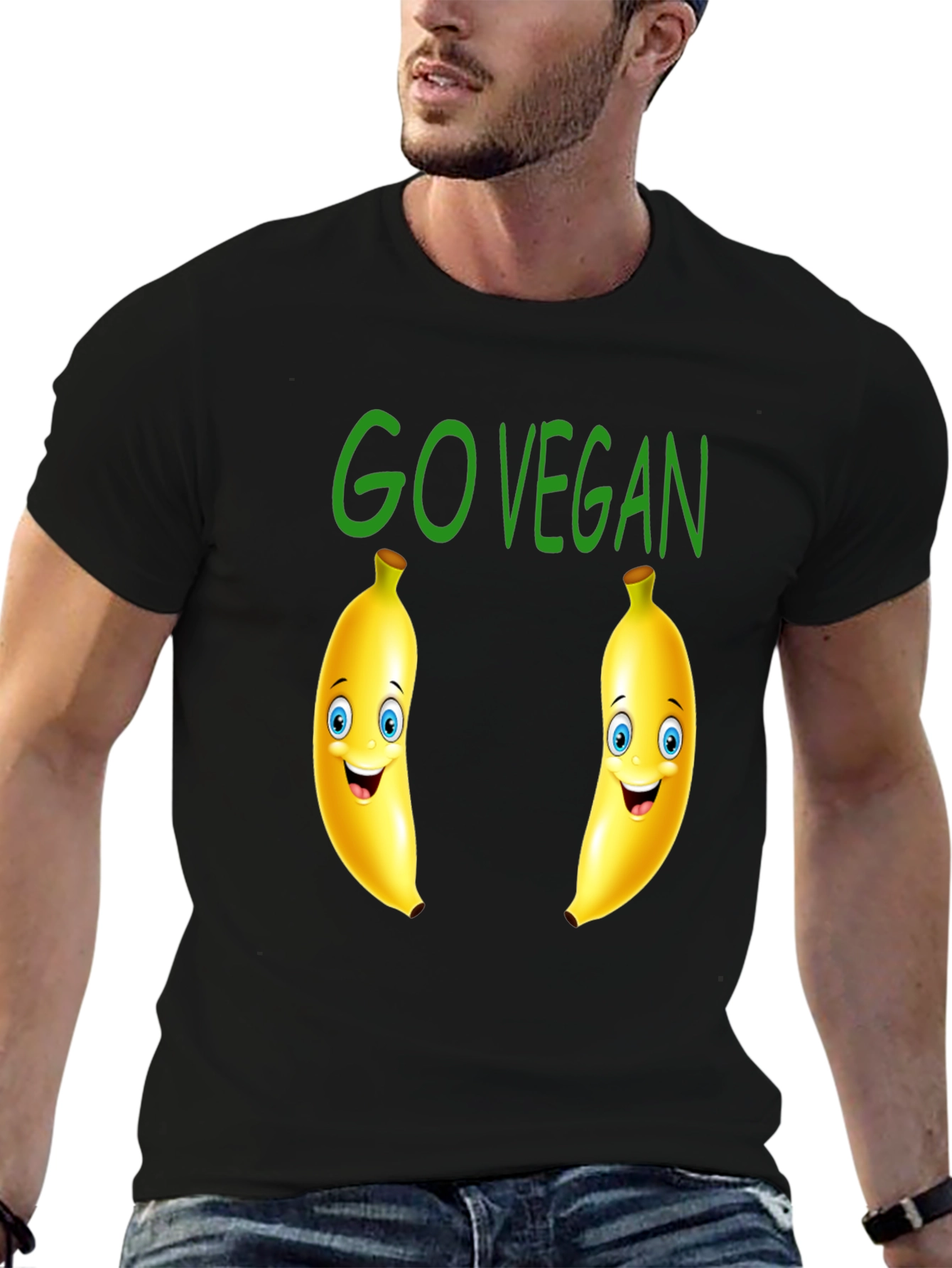 Go Vegan Banana Cartoon Graphic Tee