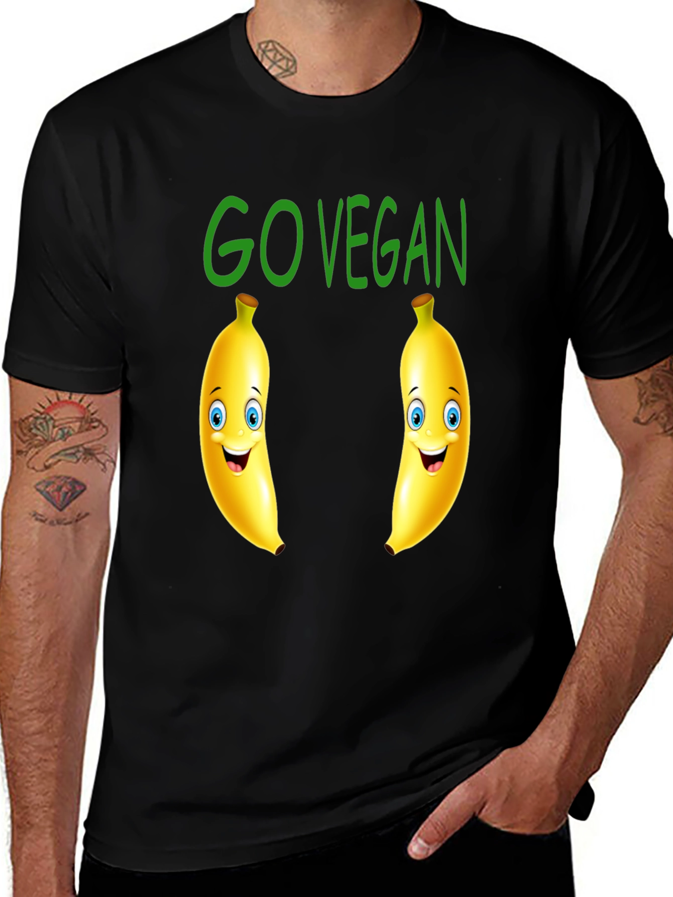 Go Vegan Banana Cartoon Graphic Tee