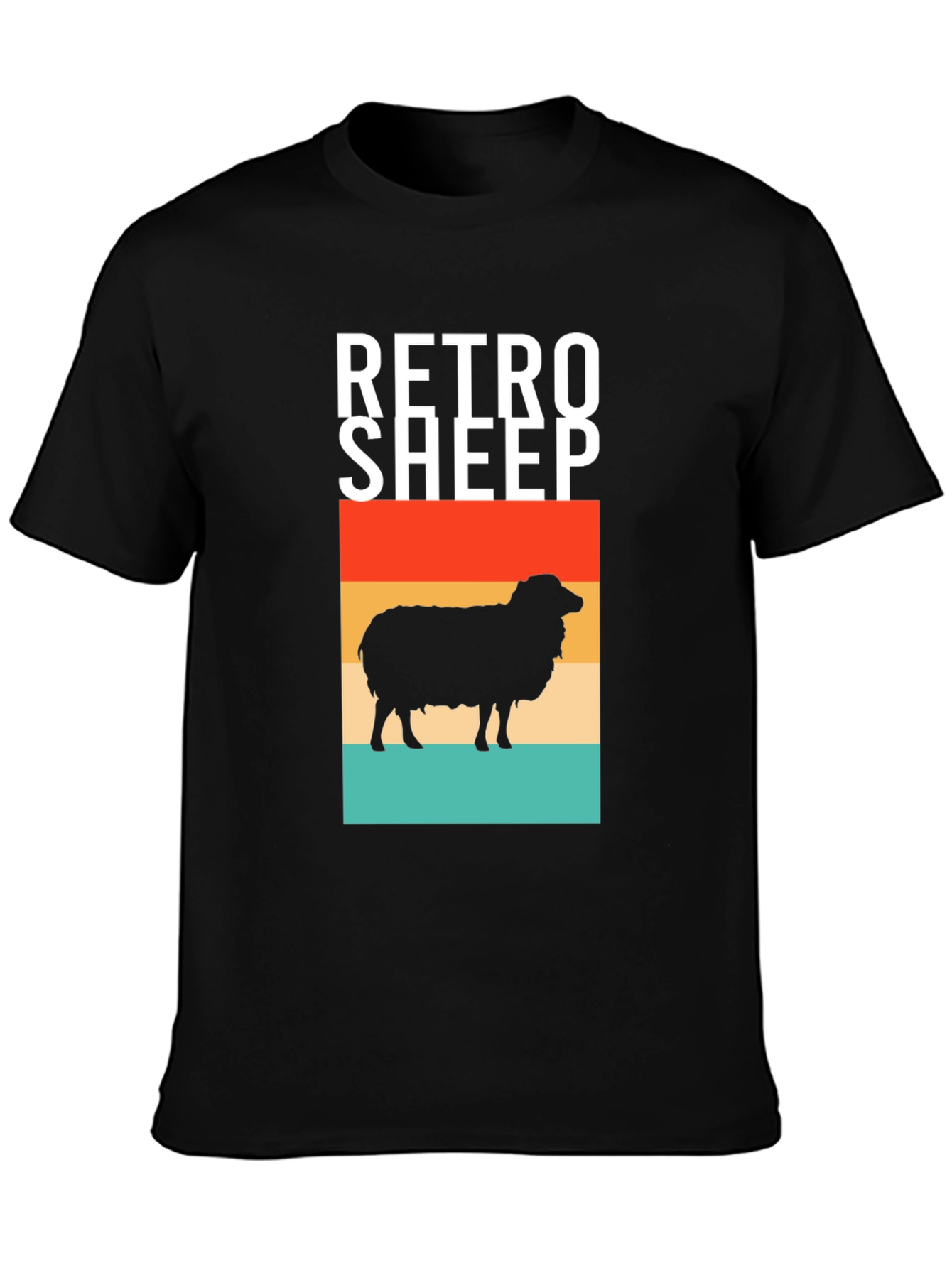 Retro Sheep Graphic Tee - Stylish Mens Black T-Shirt