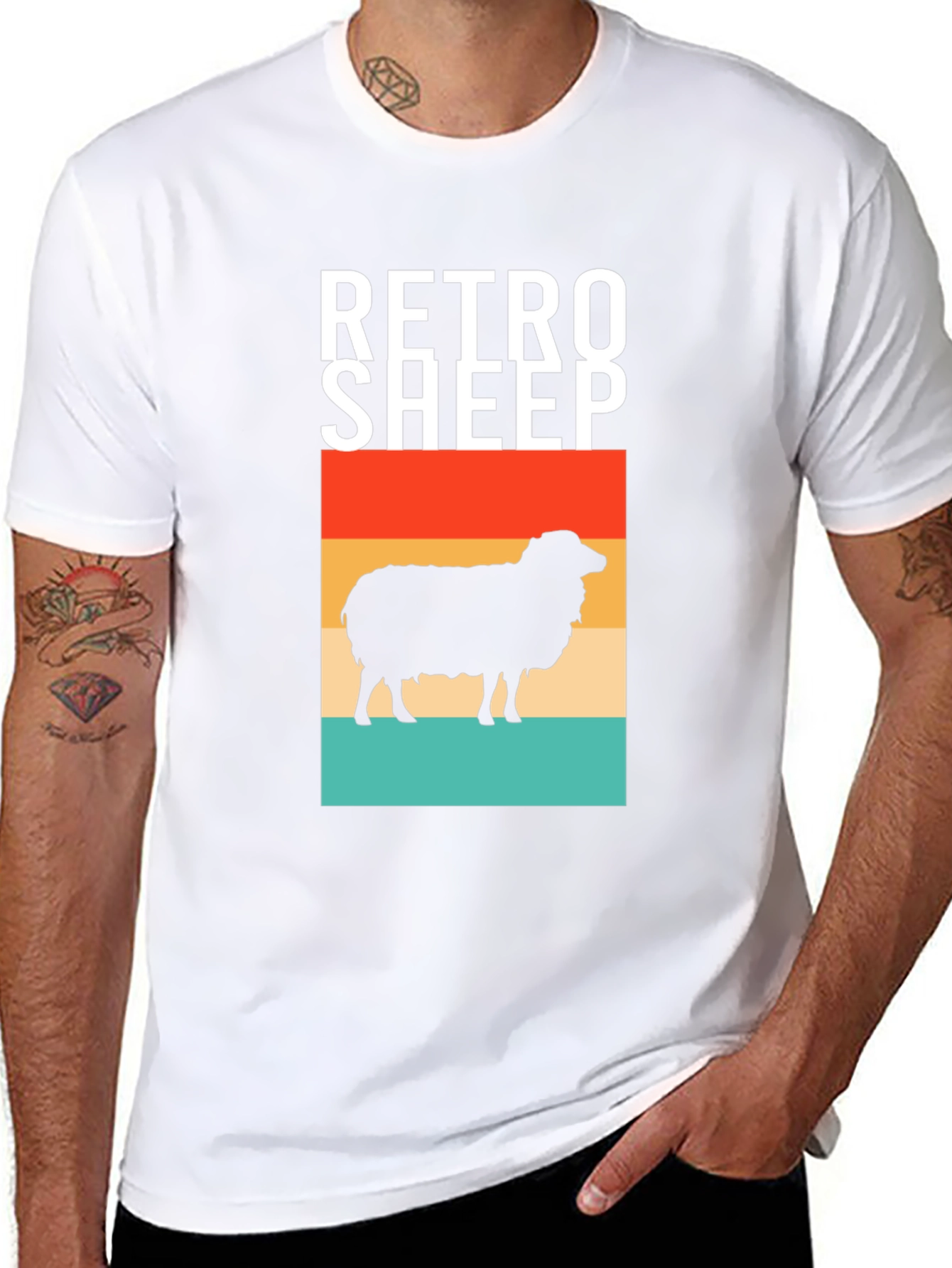 Retro Sheep Graphic Tee - Stylish Mens Black T-Shirt