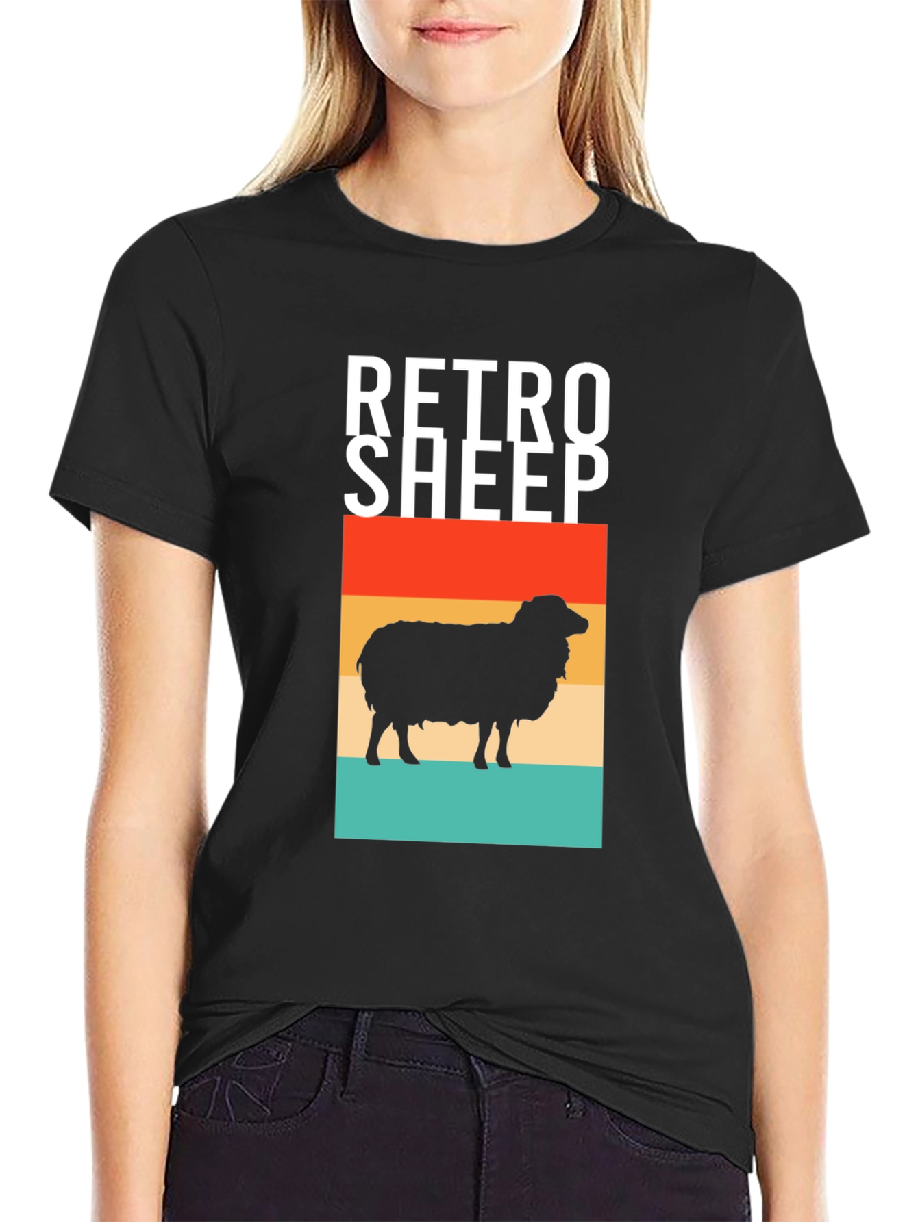 Retro Sheep Graphic Tee - Stylish Mens Black T-Shirt