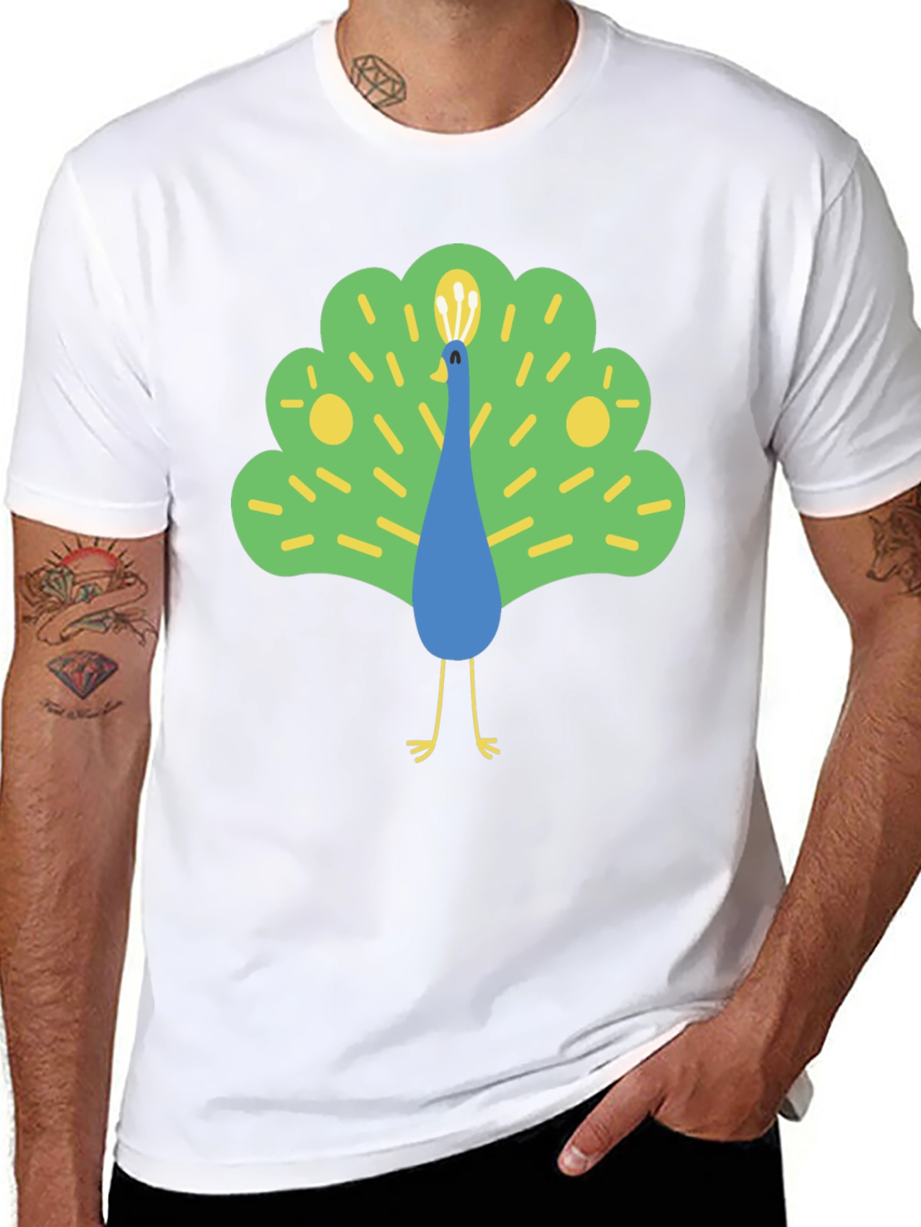 Peacock Graphic Tee - Mens Black T-Shirt