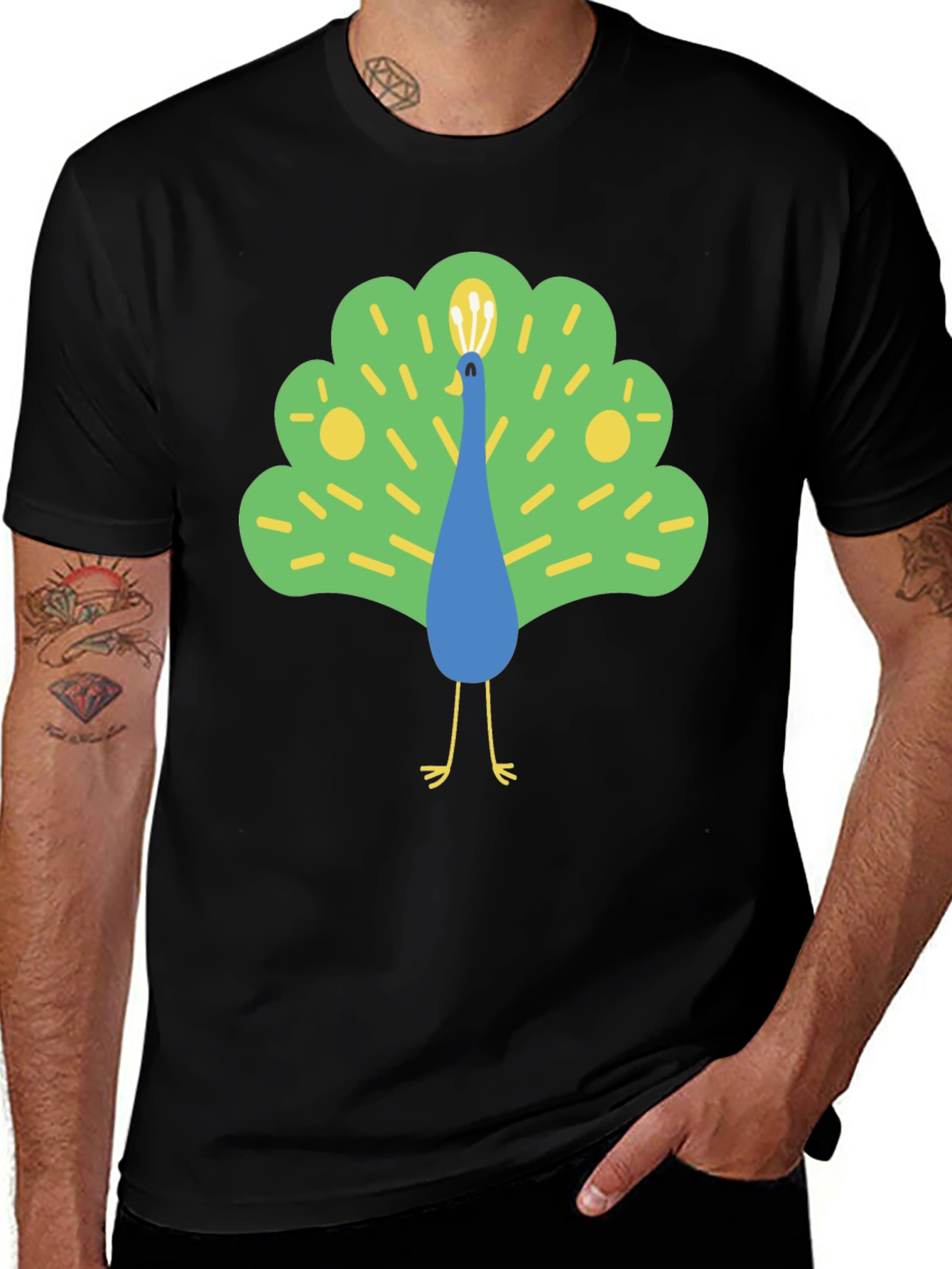 Peacock Graphic Tee - Mens Black T-Shirt