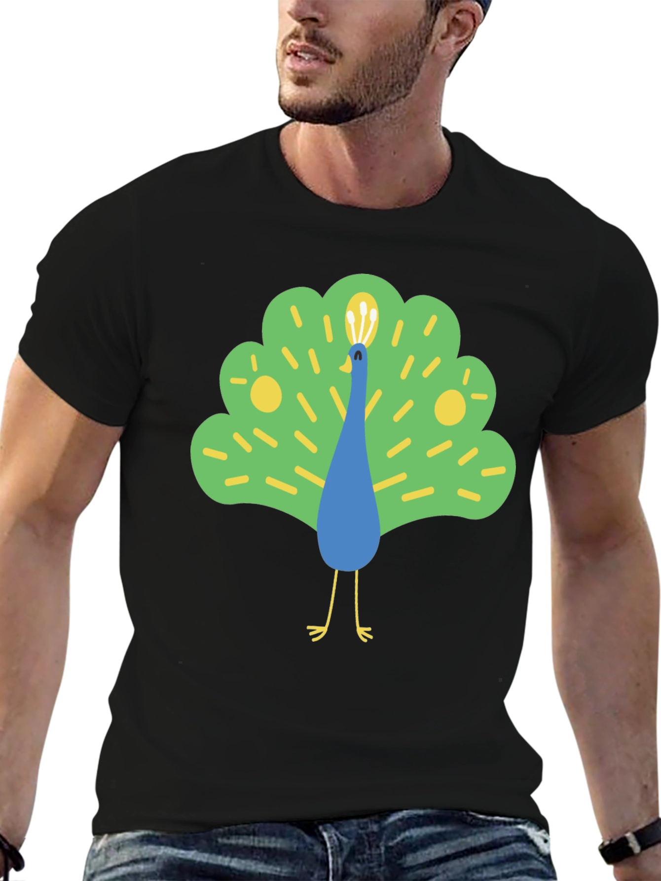 Peacock Graphic Tee - Mens Black T-Shirt