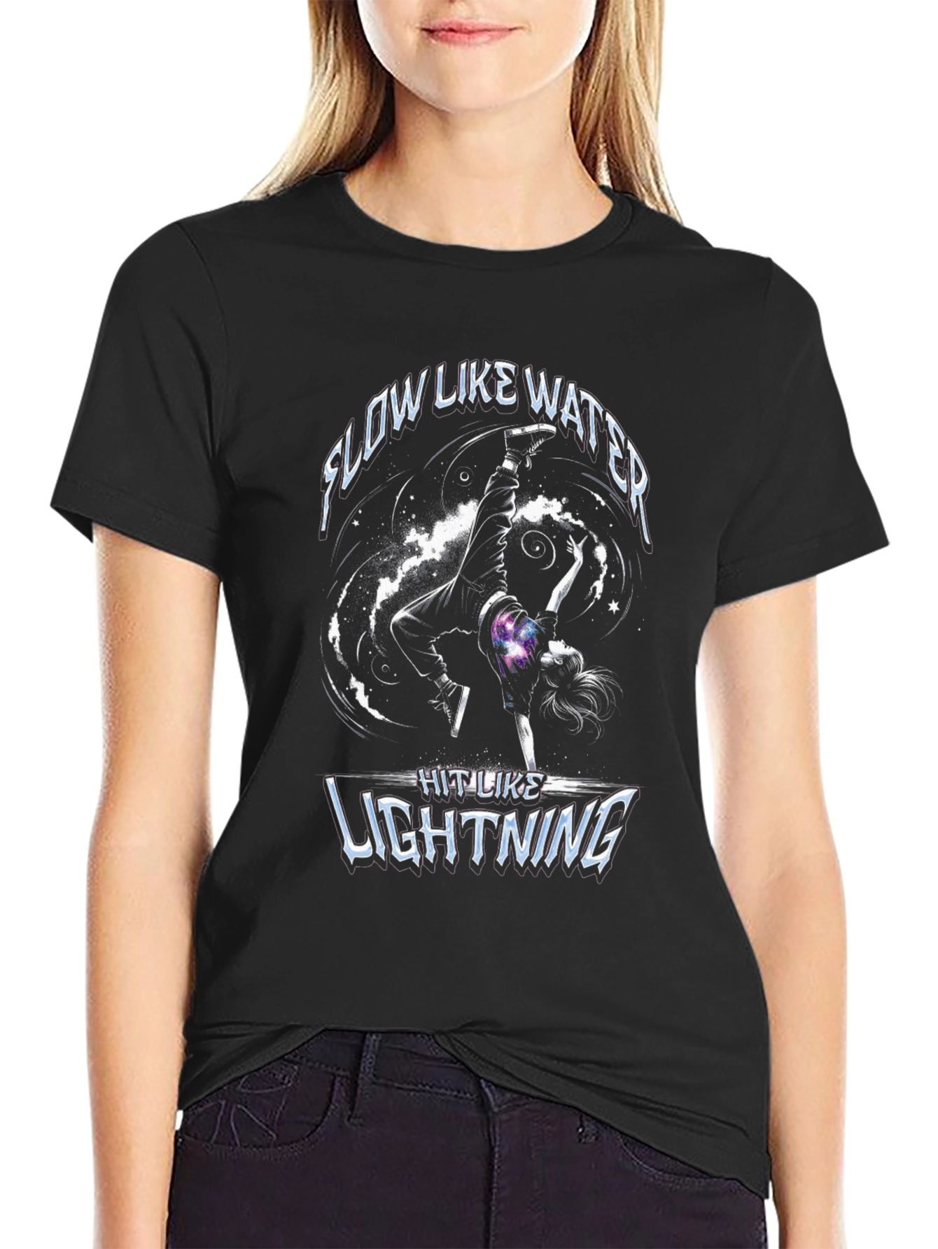 Flow Like Water Lightning Strike Graphic T-Shirt