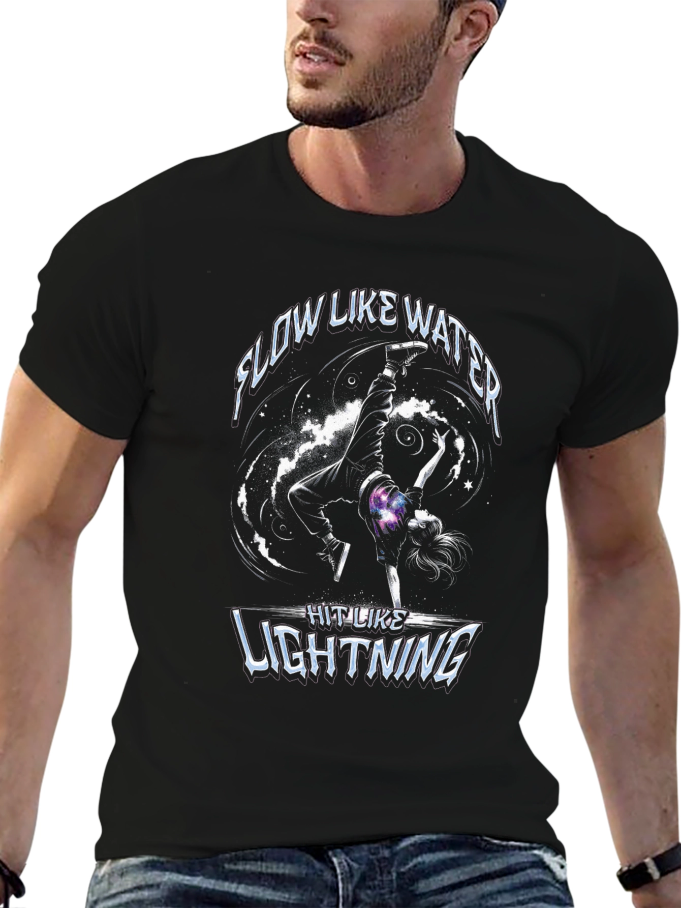 Flow Like Water Lightning Strike Graphic T-Shirt