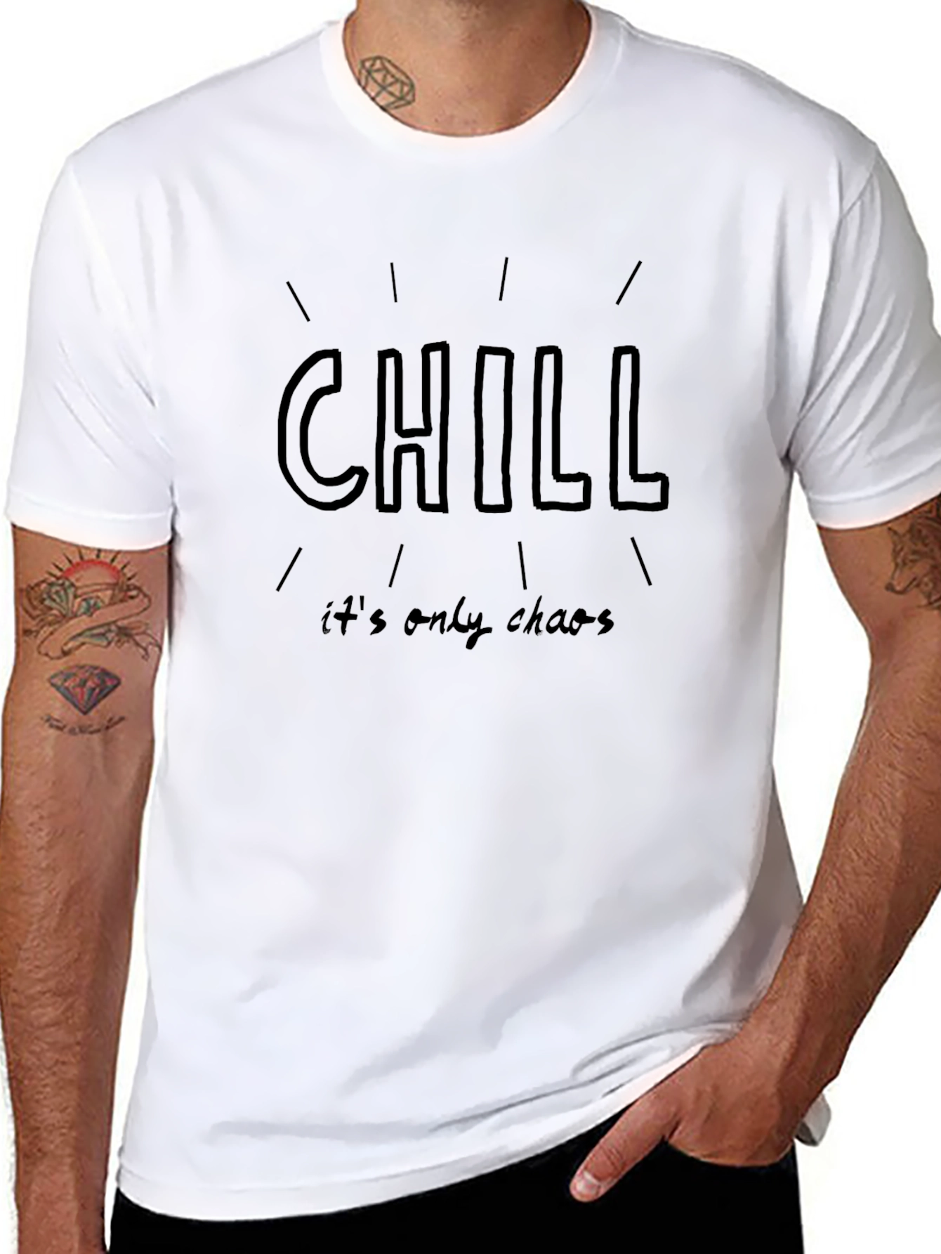 Chill Its Only Chaos Black Graphic Tee