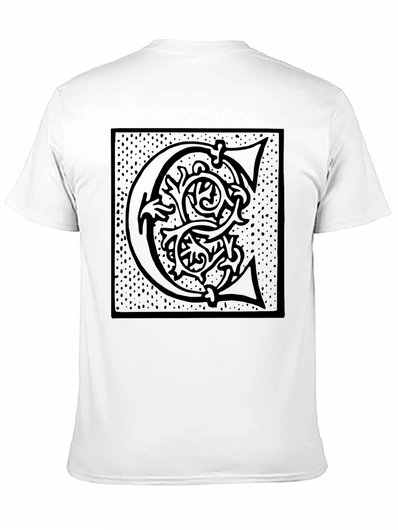 Ornate Initial C Graphic T-Shirt - Black