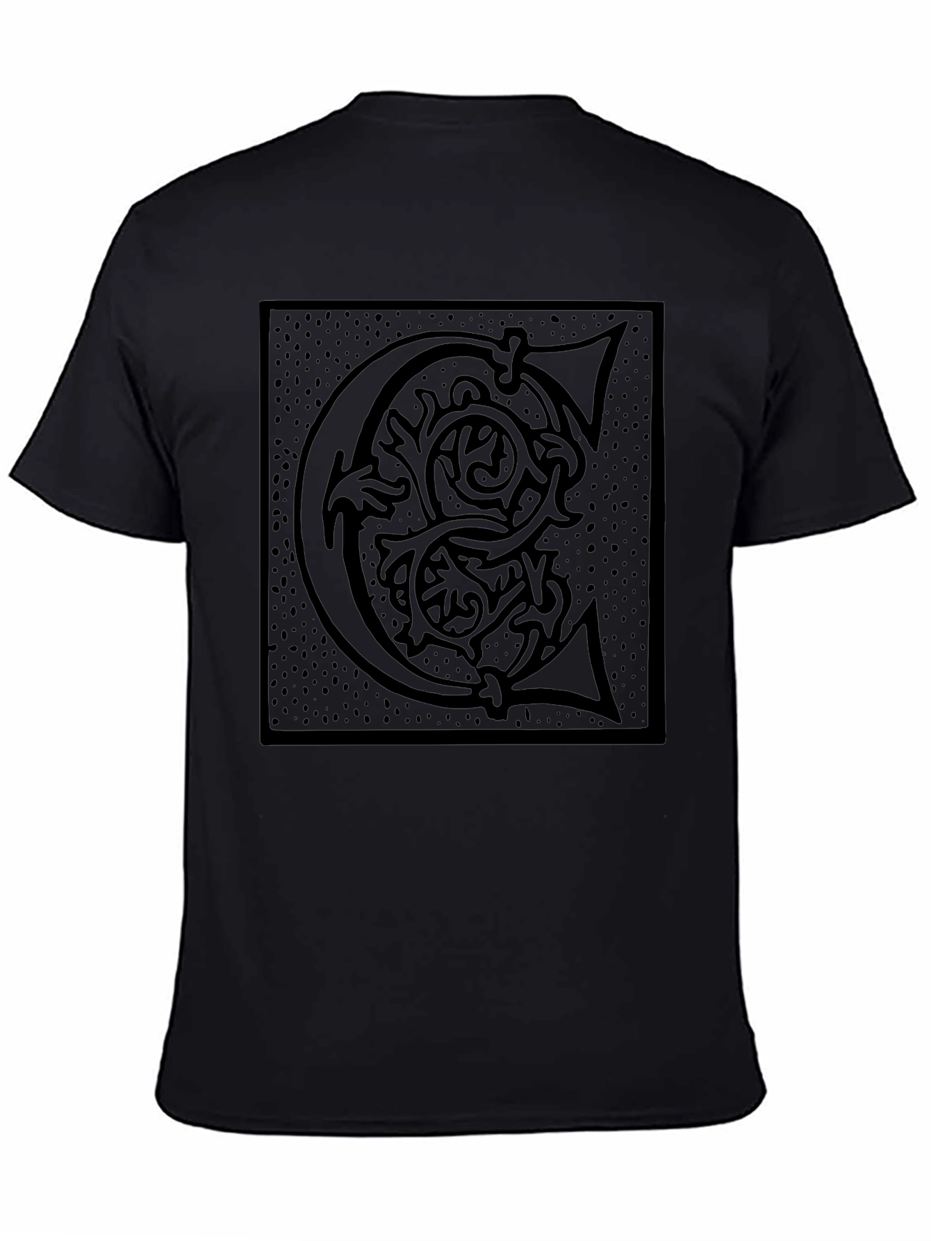 Ornate Initial C Graphic T-Shirt - Black