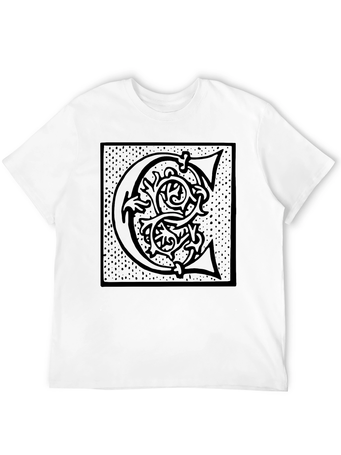 Ornate Initial C Graphic T-Shirt - Black