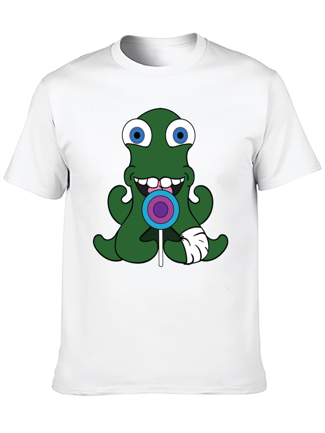 Green Alien Lollipop Graphic Tee - Black