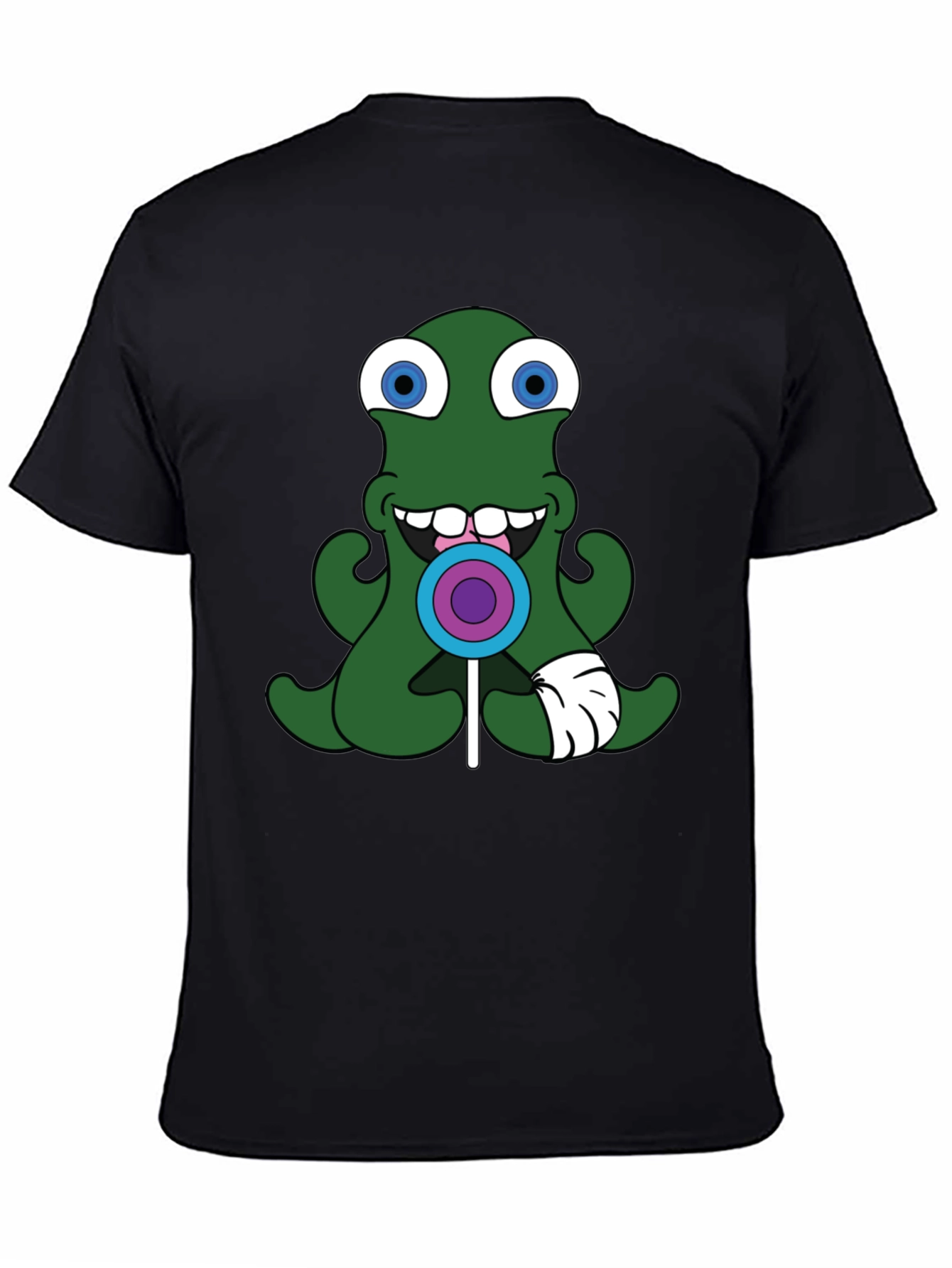 Green Alien Lollipop Graphic Tee - Black