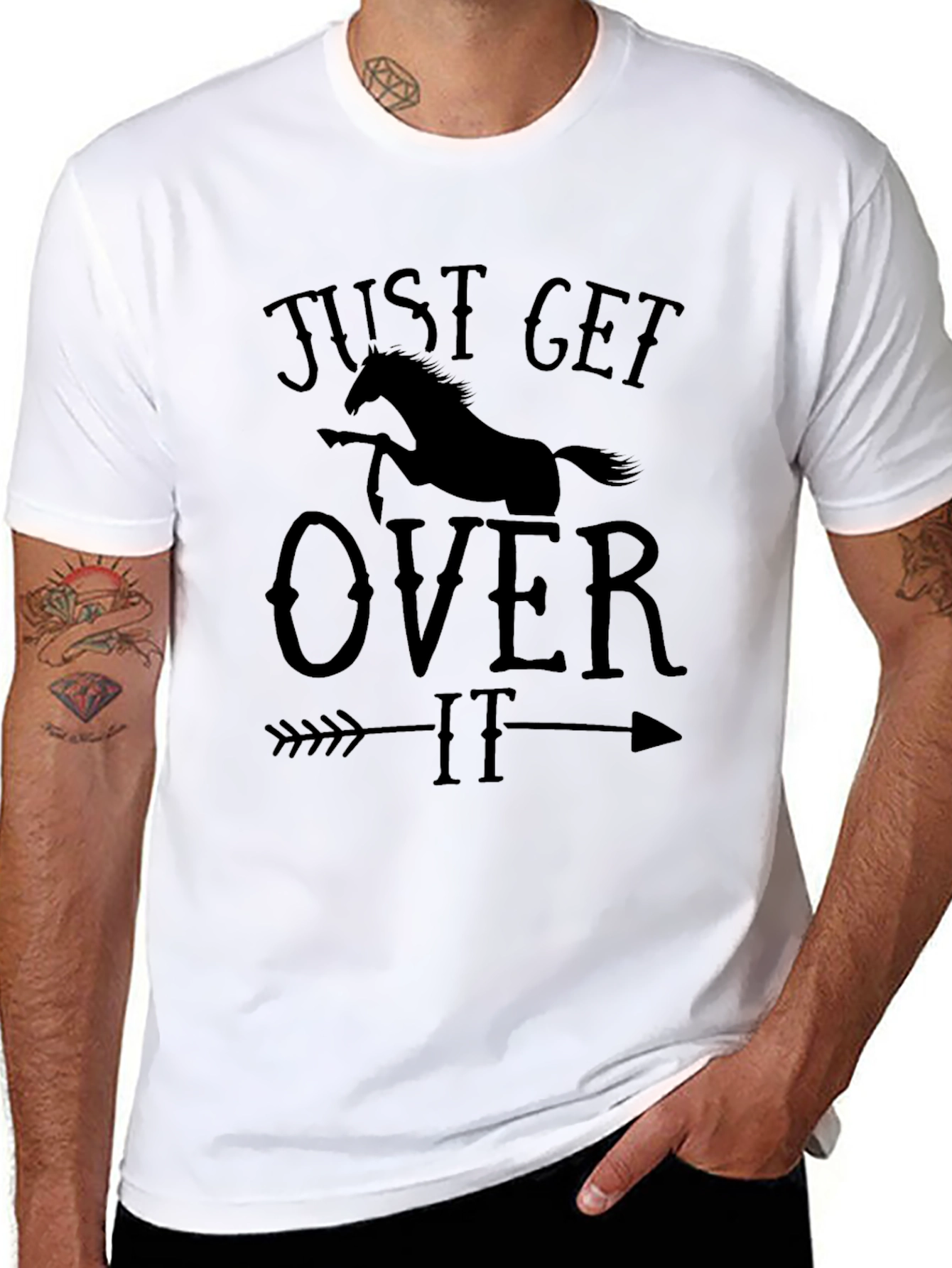 Just Get Over It Horse Arrow Graphic T-Shirt